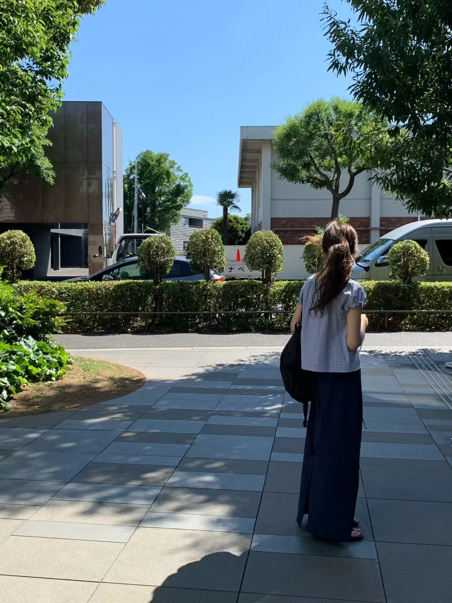 Angel Korea 夏格子澎袖上衣