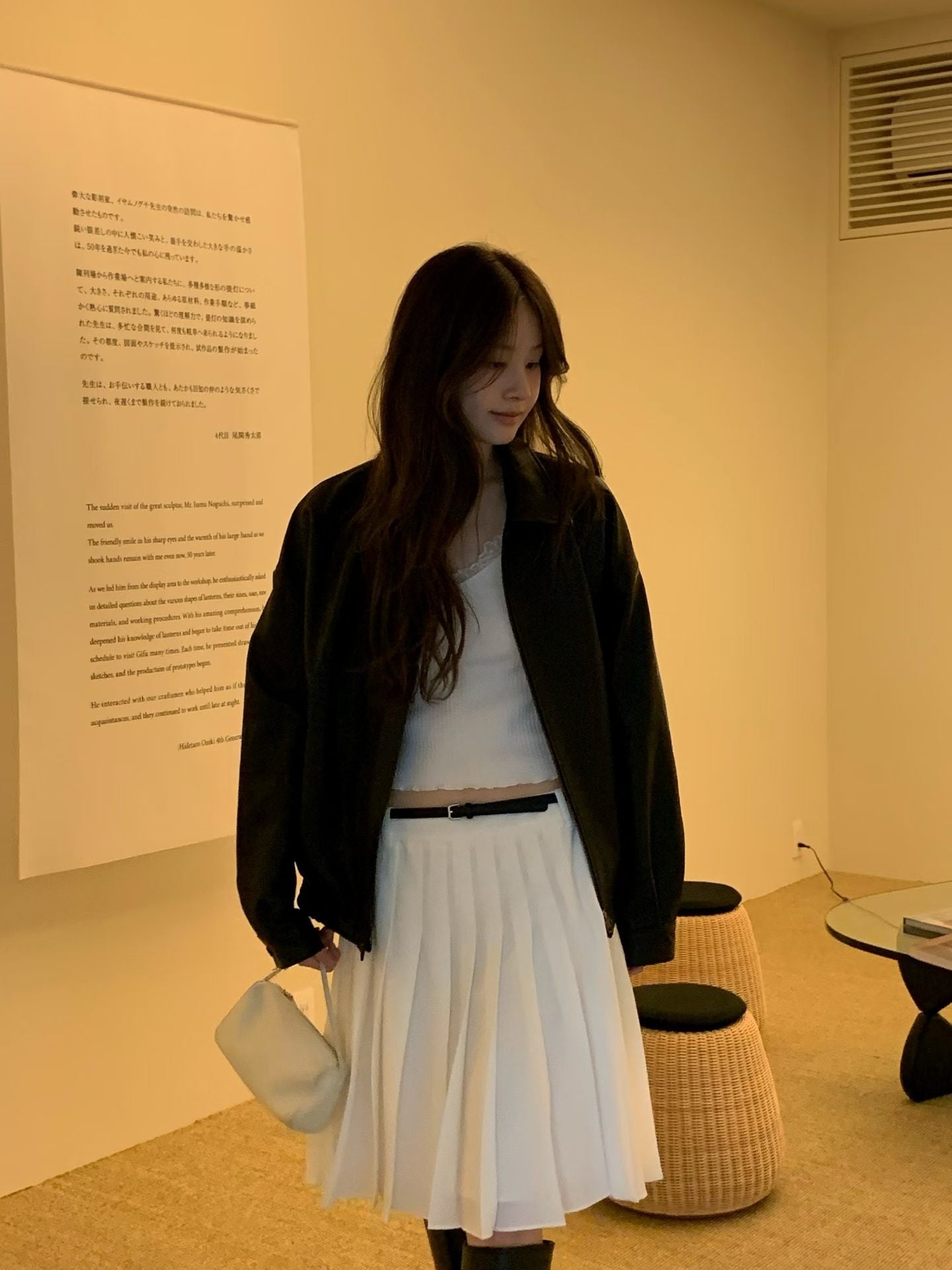 Angel Korea 秋雪紡百褶中裙O76
