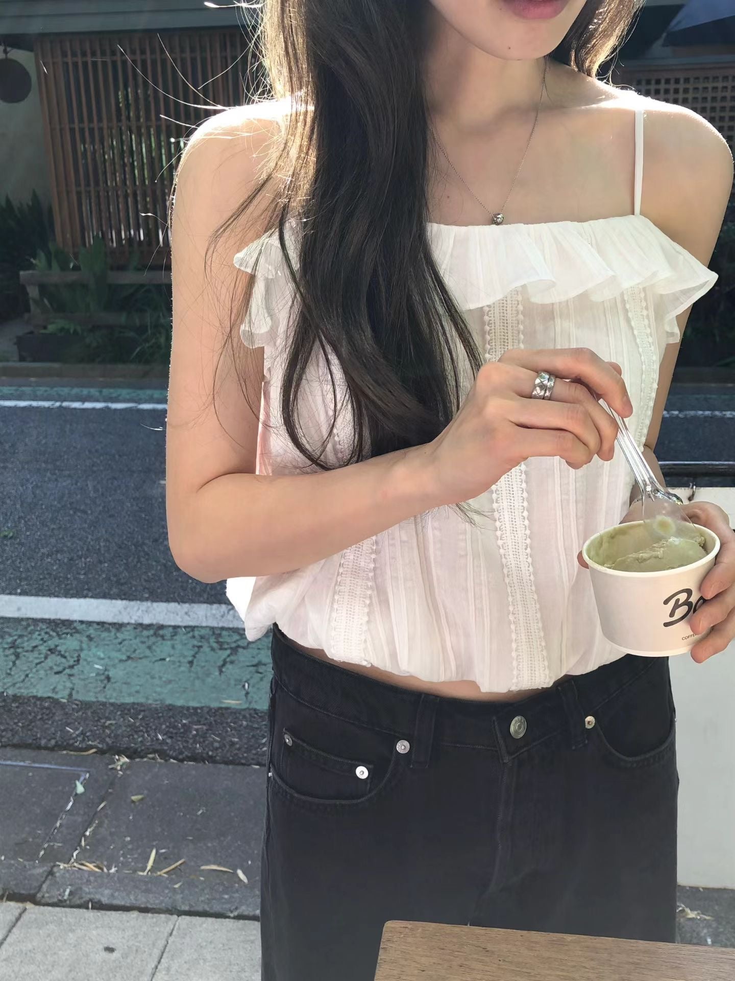 Angel Korea 夏小荷葉澎澎細肩帶