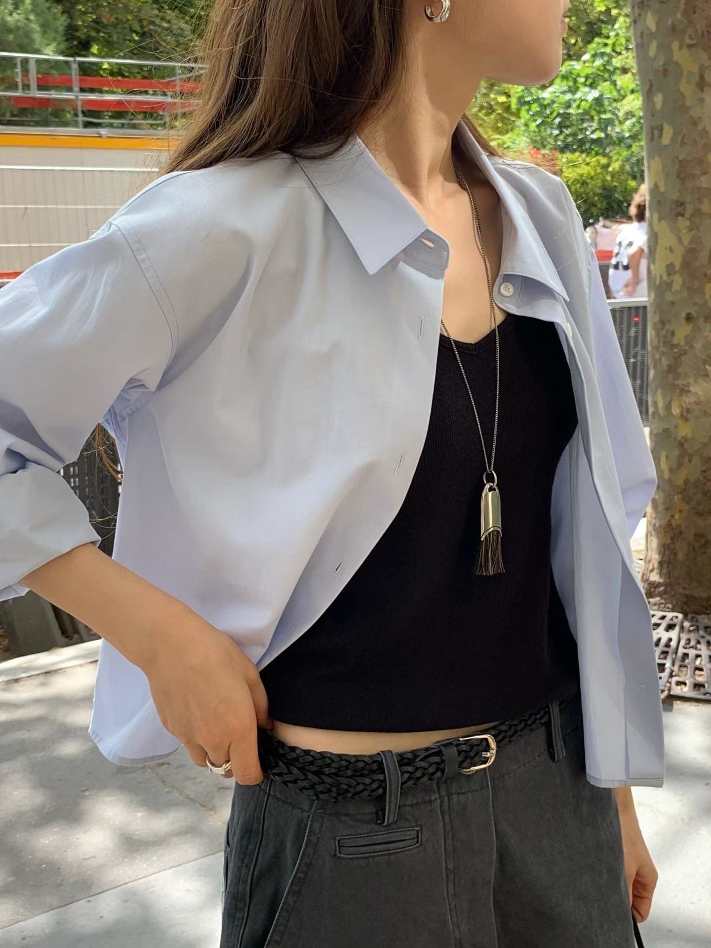 Angel Korea 秋 素色短襯衫O20