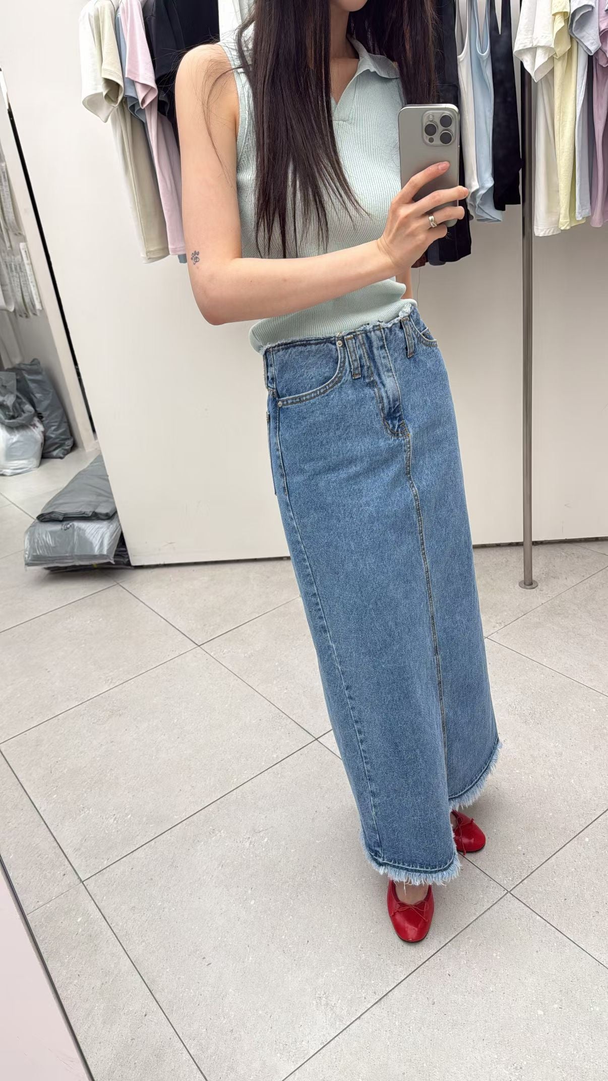 Angel Korea 夏極瘦牛仔長裙