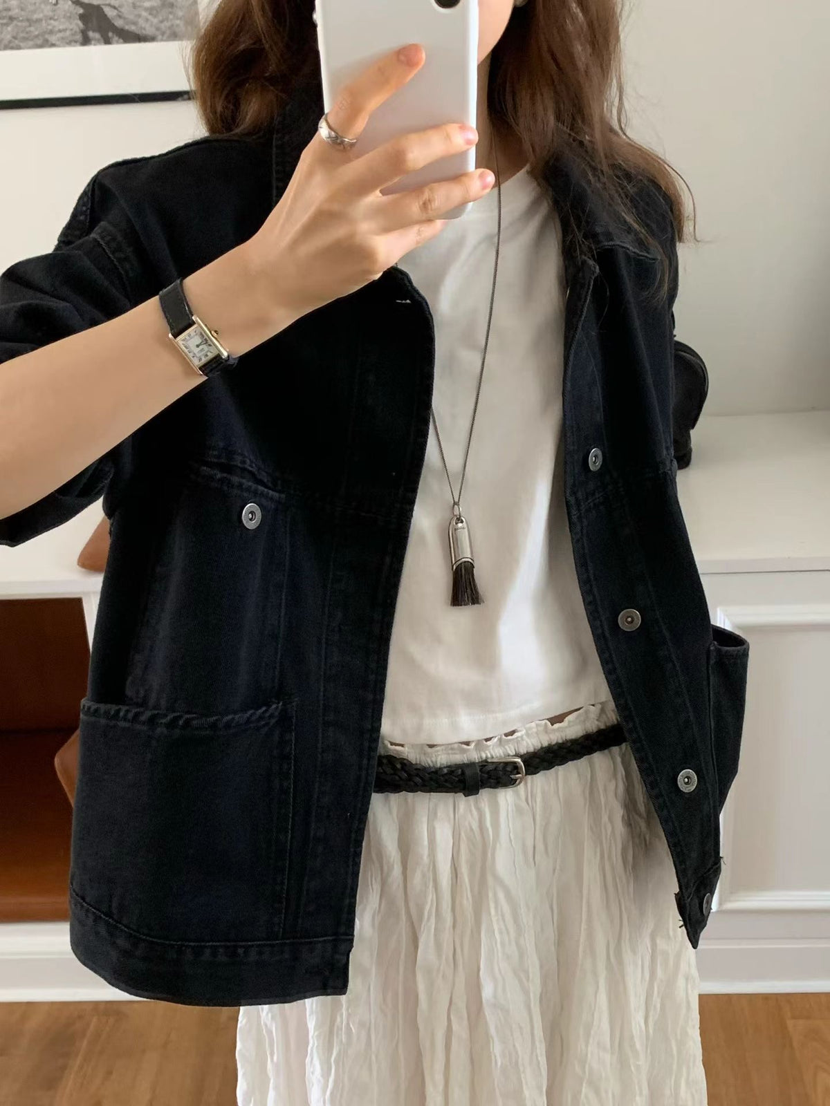 Angel Korea秋黑牛仔外O50