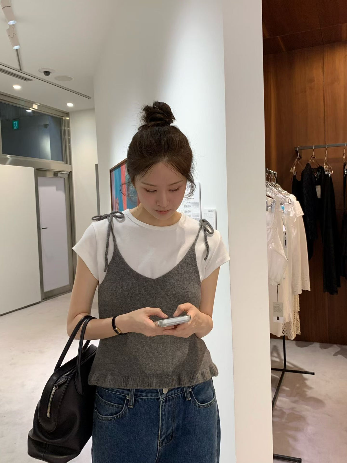 Angel Korea 秋法式綁結背心O68