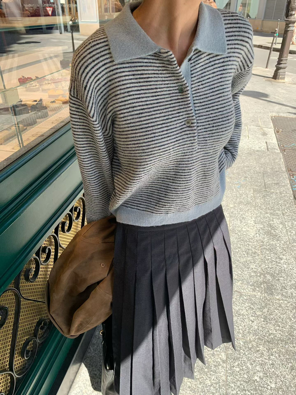 Angel Korea 秋 polo條紋針織衫