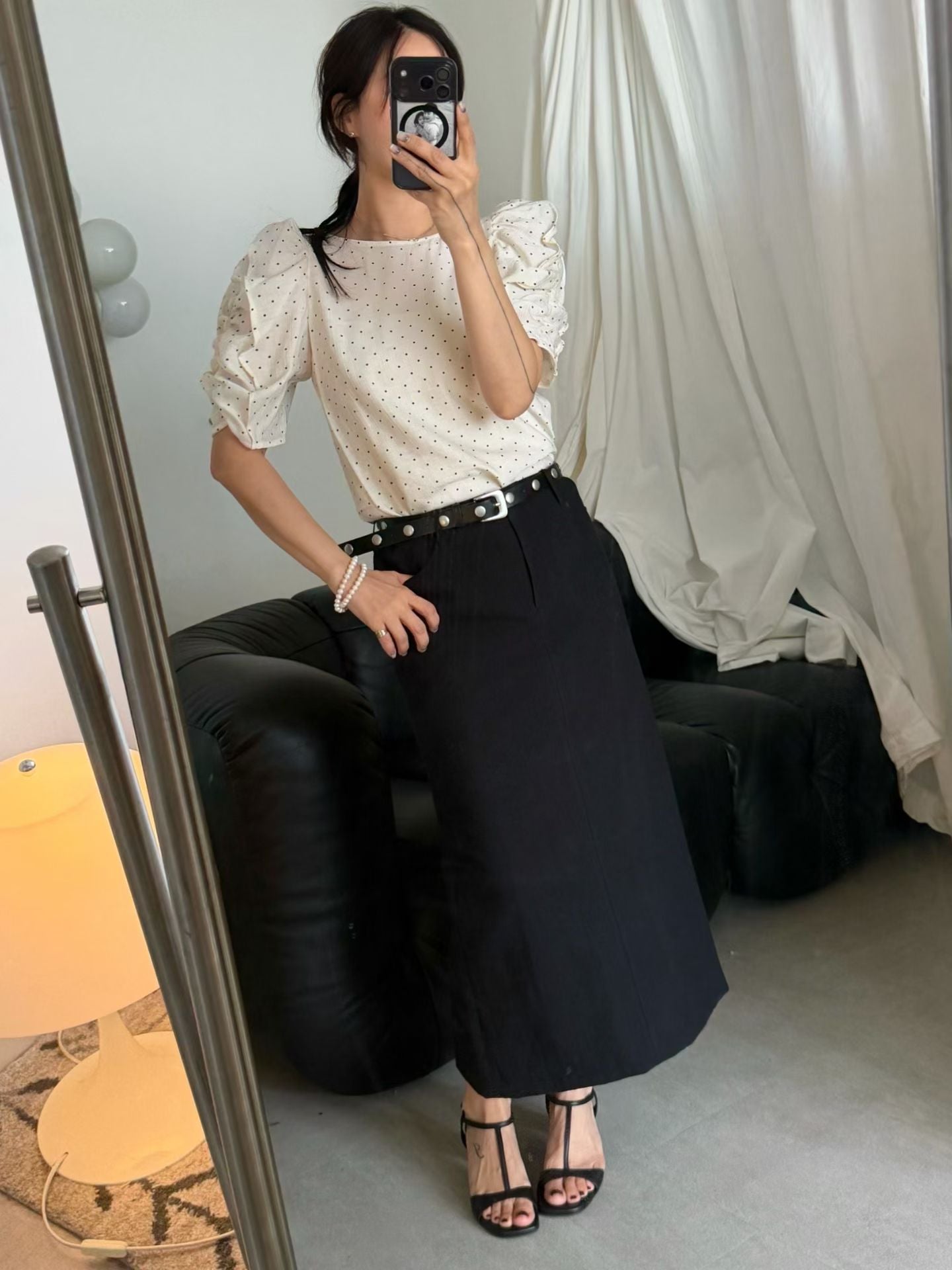 Angel Korea 點點澎袖上衣