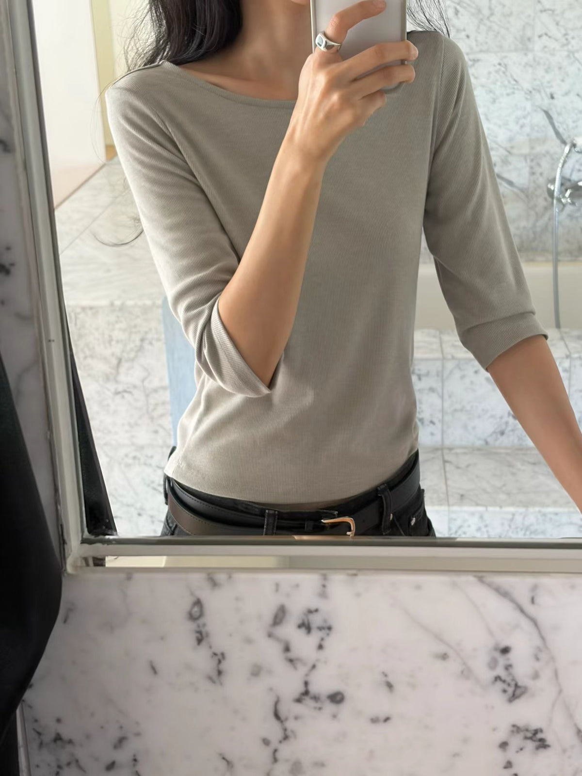 Angel Korea秋素面7分袖踢O40