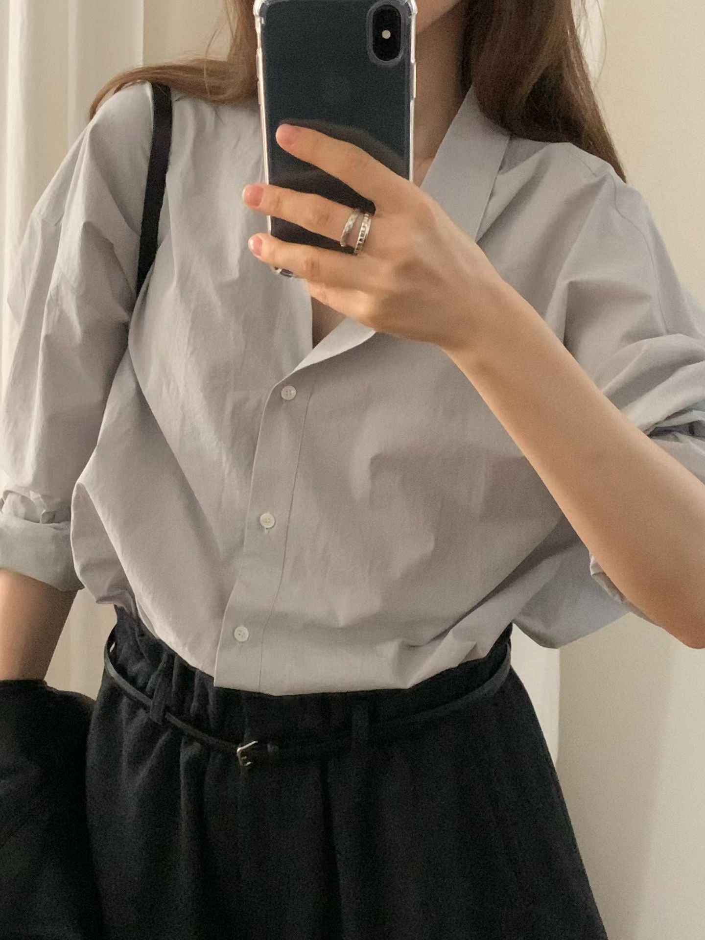 Angel Korea 秋素面氣質襯衫O51