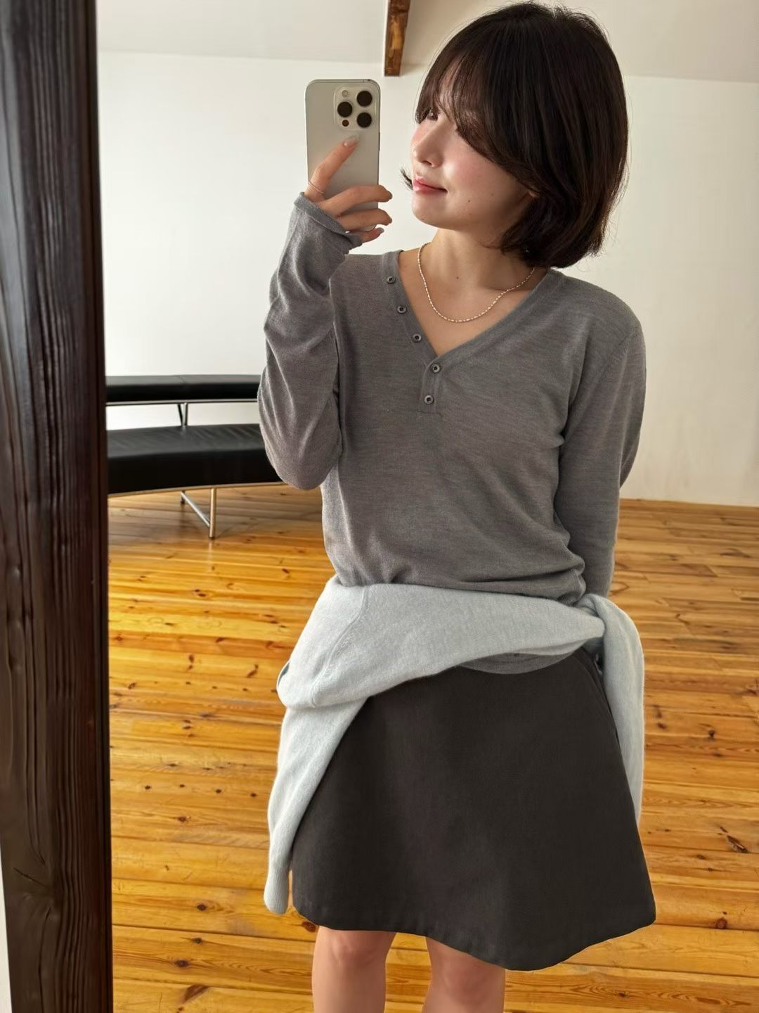 Angel Korea 秋質感小短裙I08