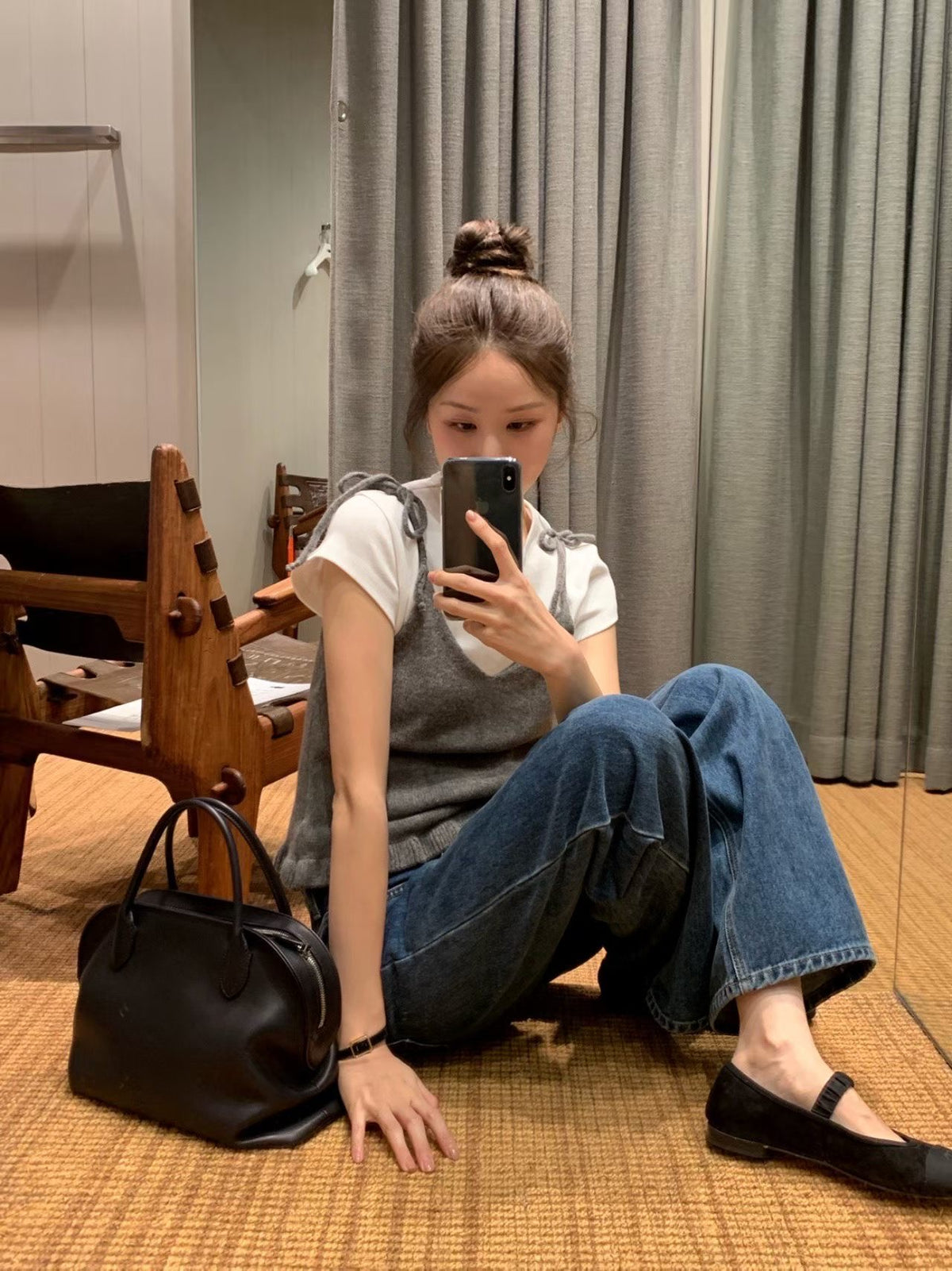 Angel Korea 秋法式綁結背心O68