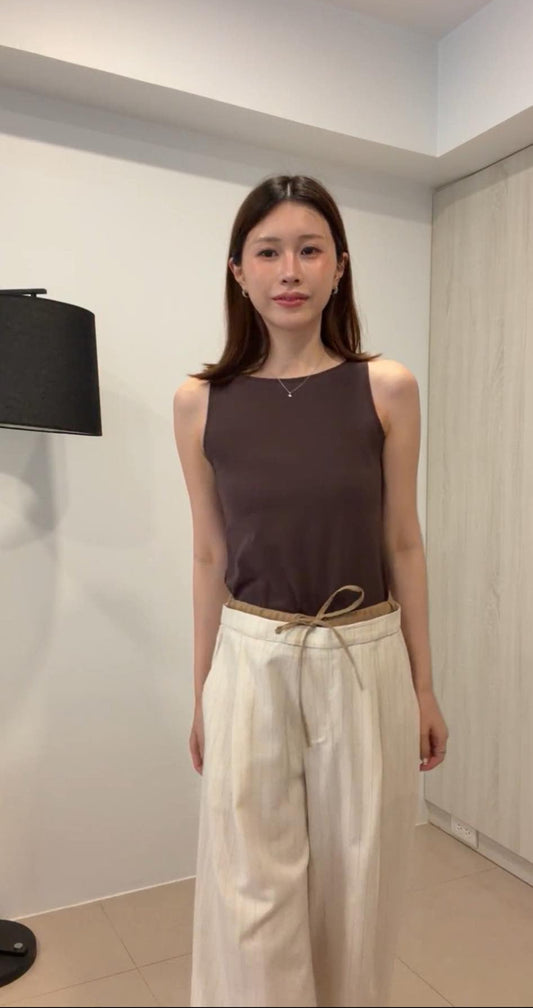 Angel Korea 夏亞麻綁帶直紋褲
