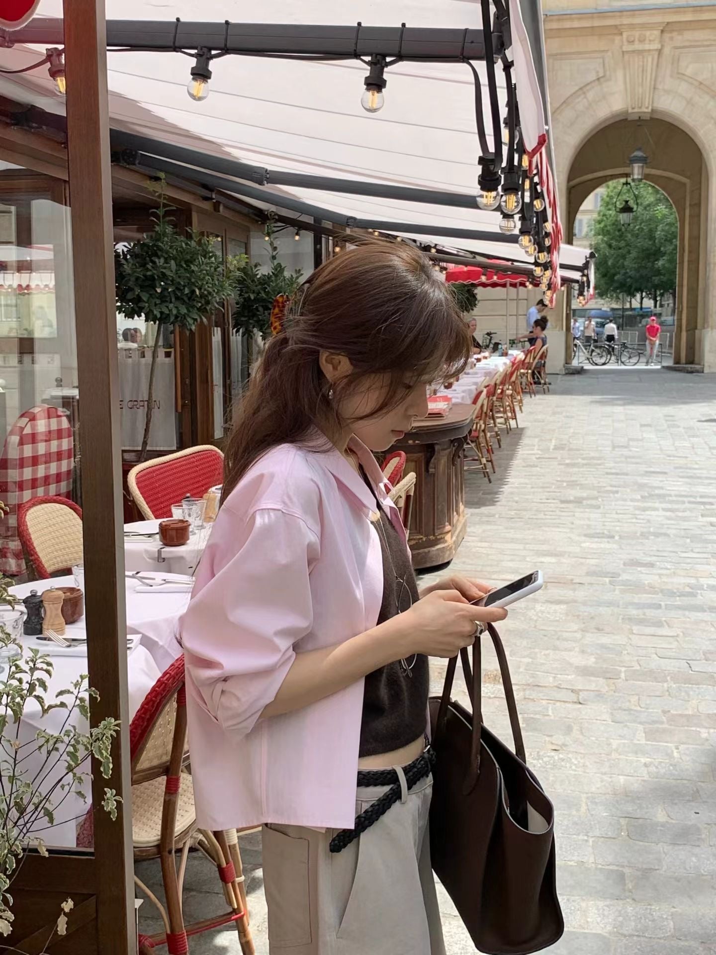Angel Korea 秋 素色短襯衫O20