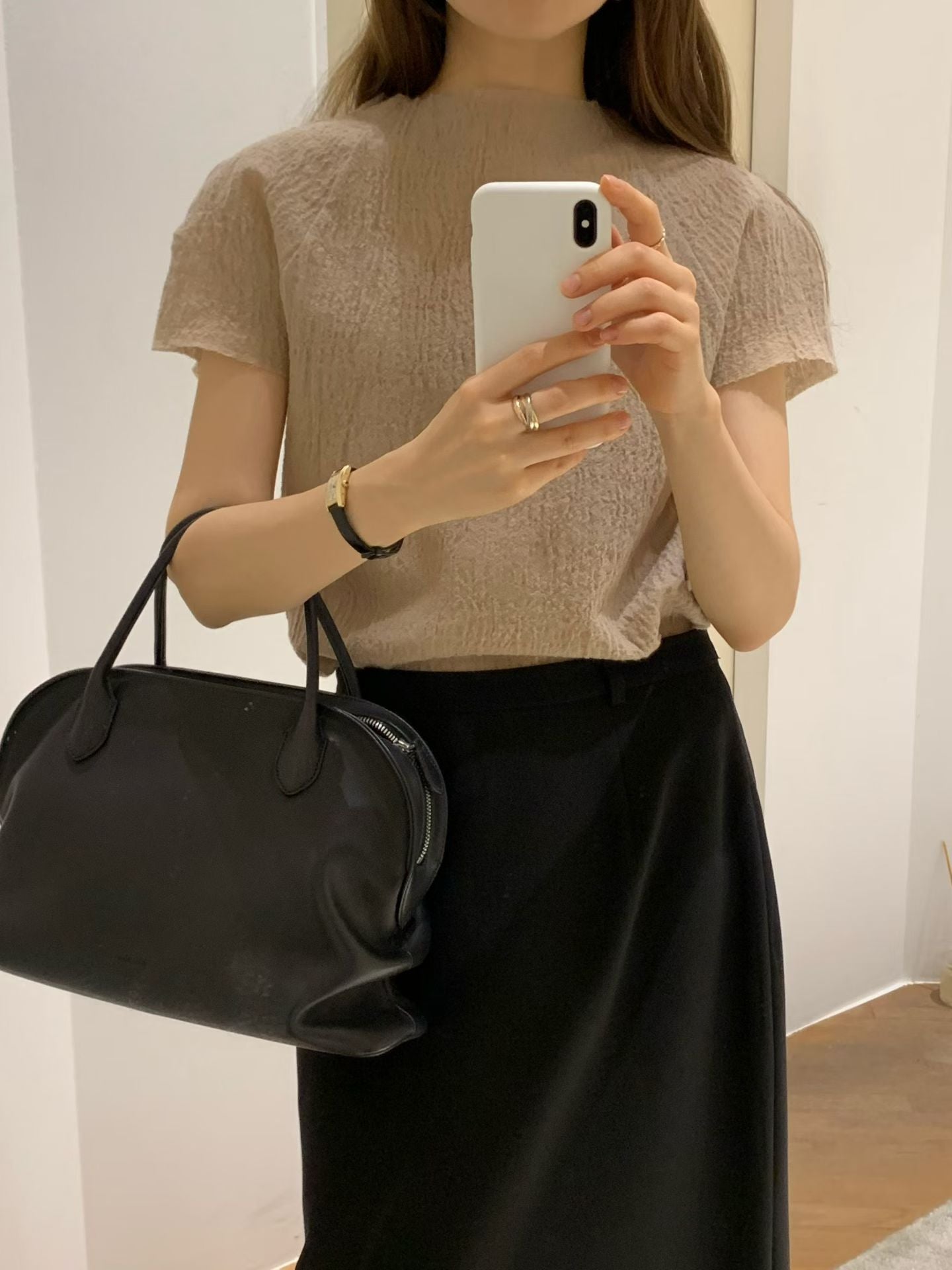 Angel Korea 柔霧中領短袖上衣O73