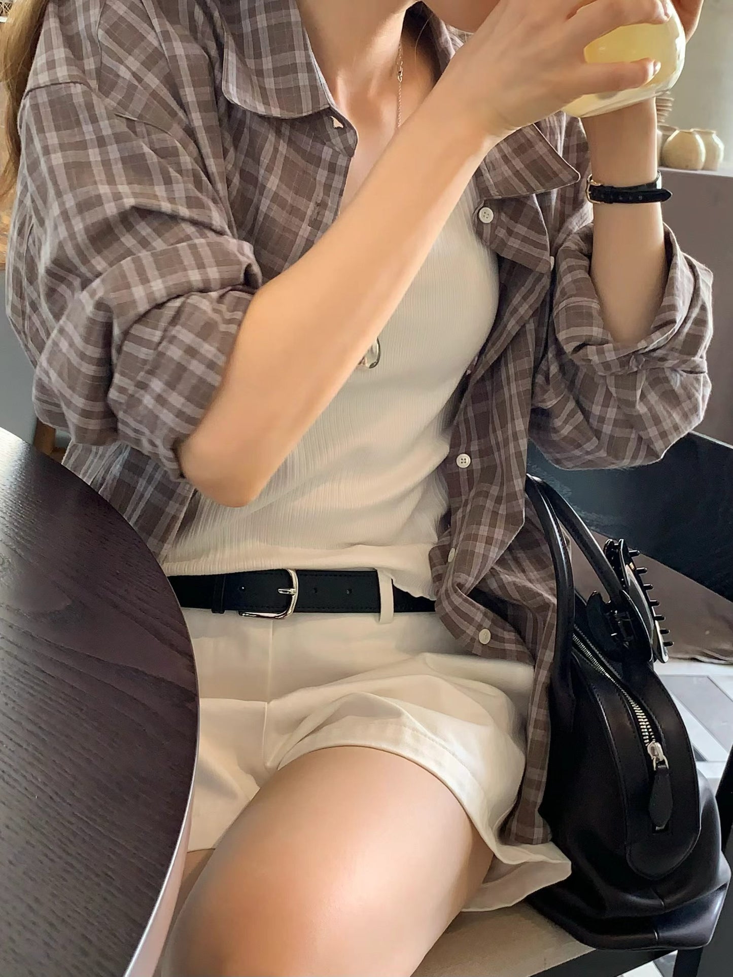 Angel Korea 秋格子襯衫O47