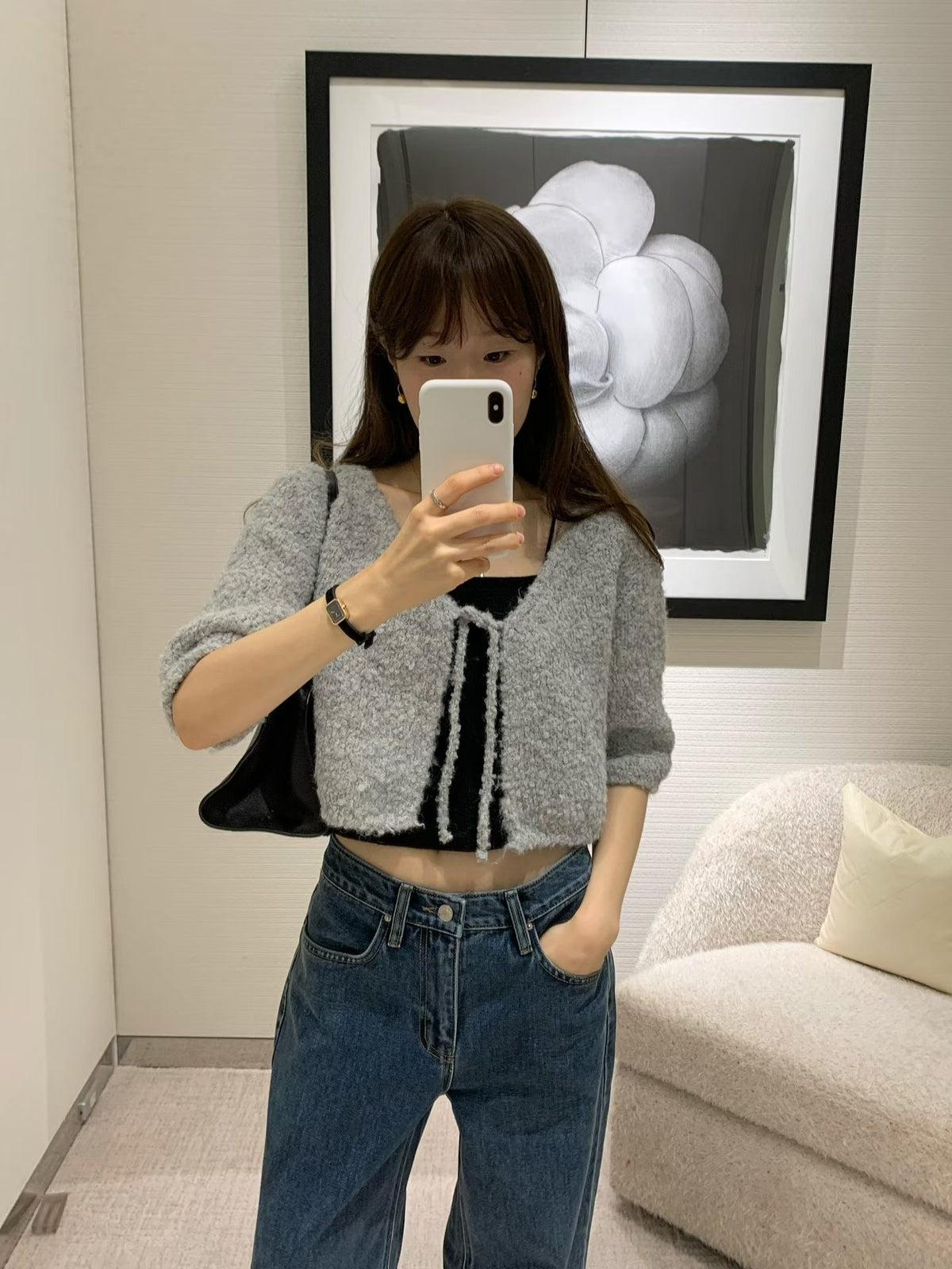 Angel Korea 秋極細短針織背心O70