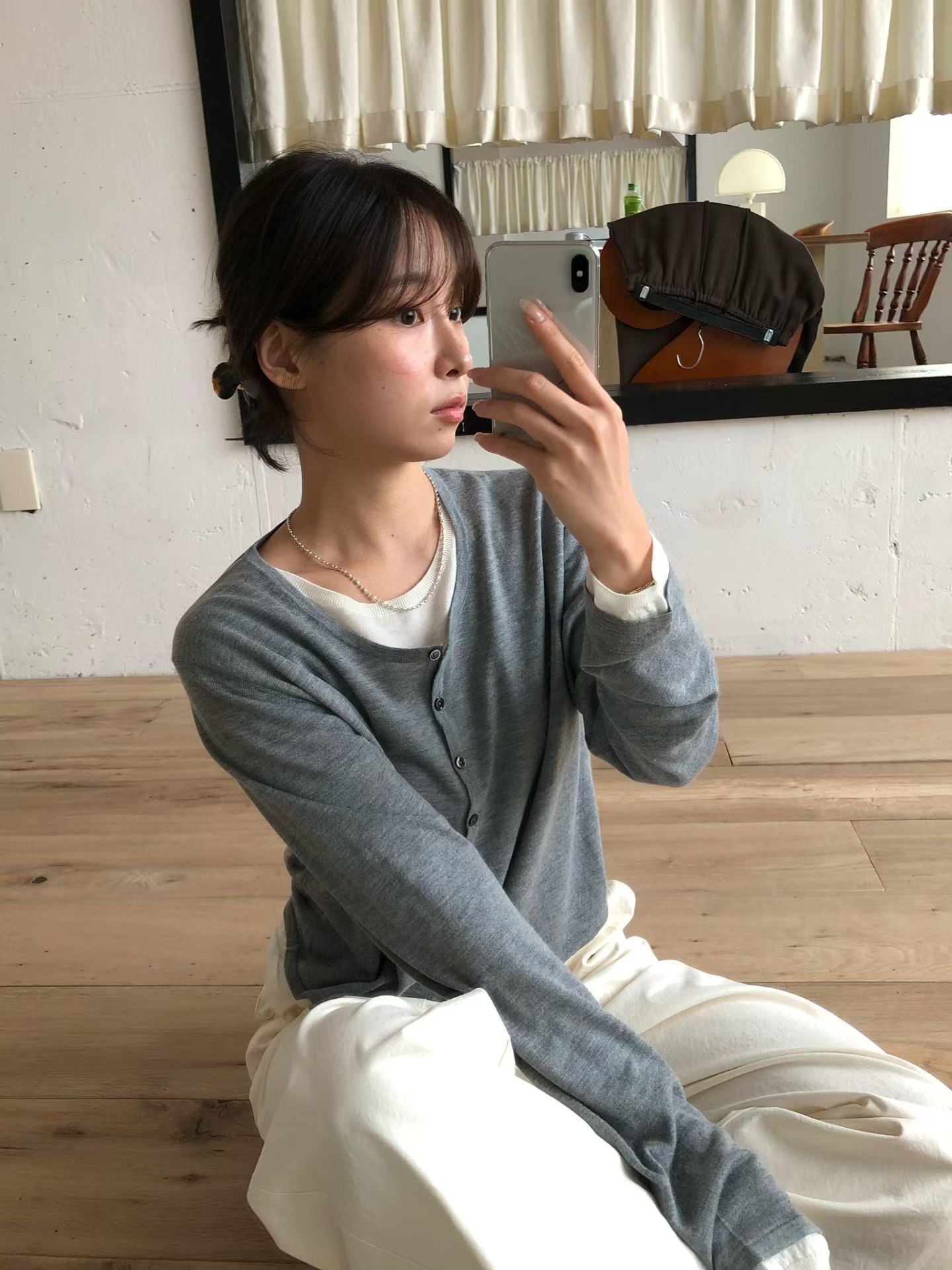 Angel Korea 秋假兩件排扣針織衫I07