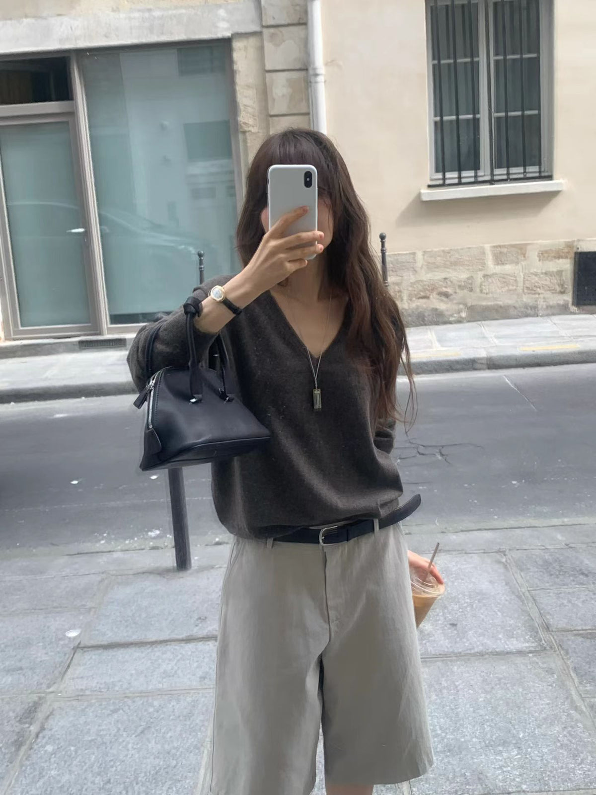 Angel Korea 秋無接縫V領針織O15