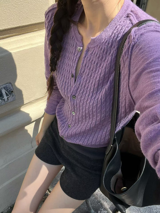 Angel Korea 秋小麻花排扣外K07