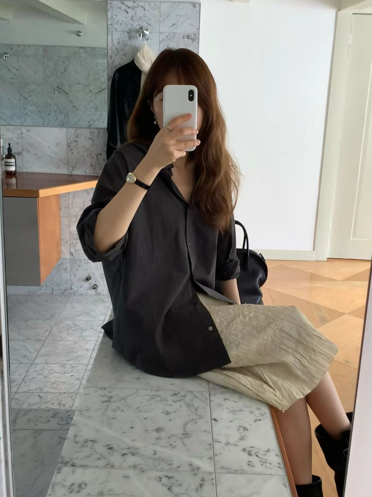 Angel Korea 秋素面氣質襯衫O51