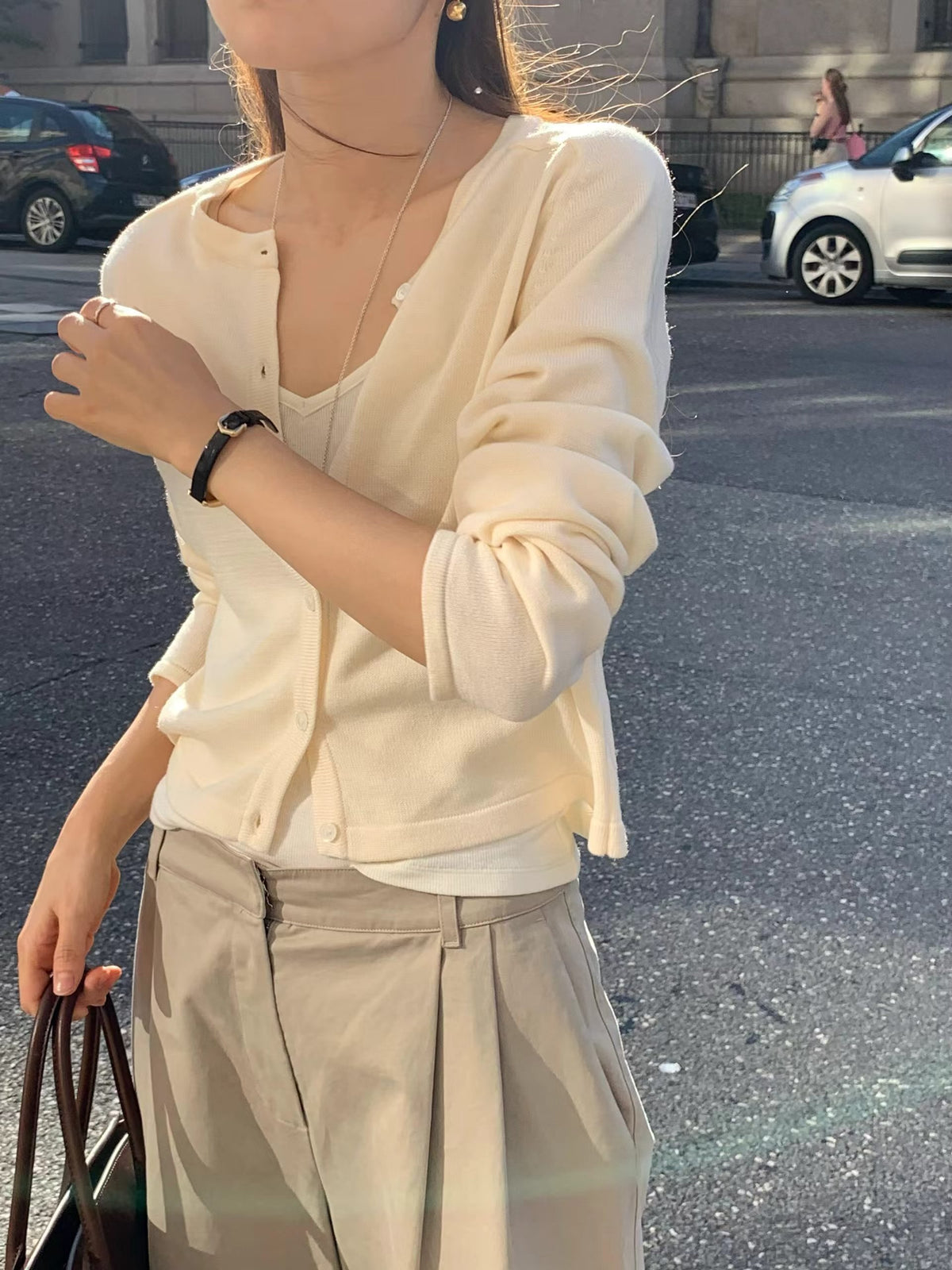 Angel Korea 秋絲質羊毛排釦外O18
