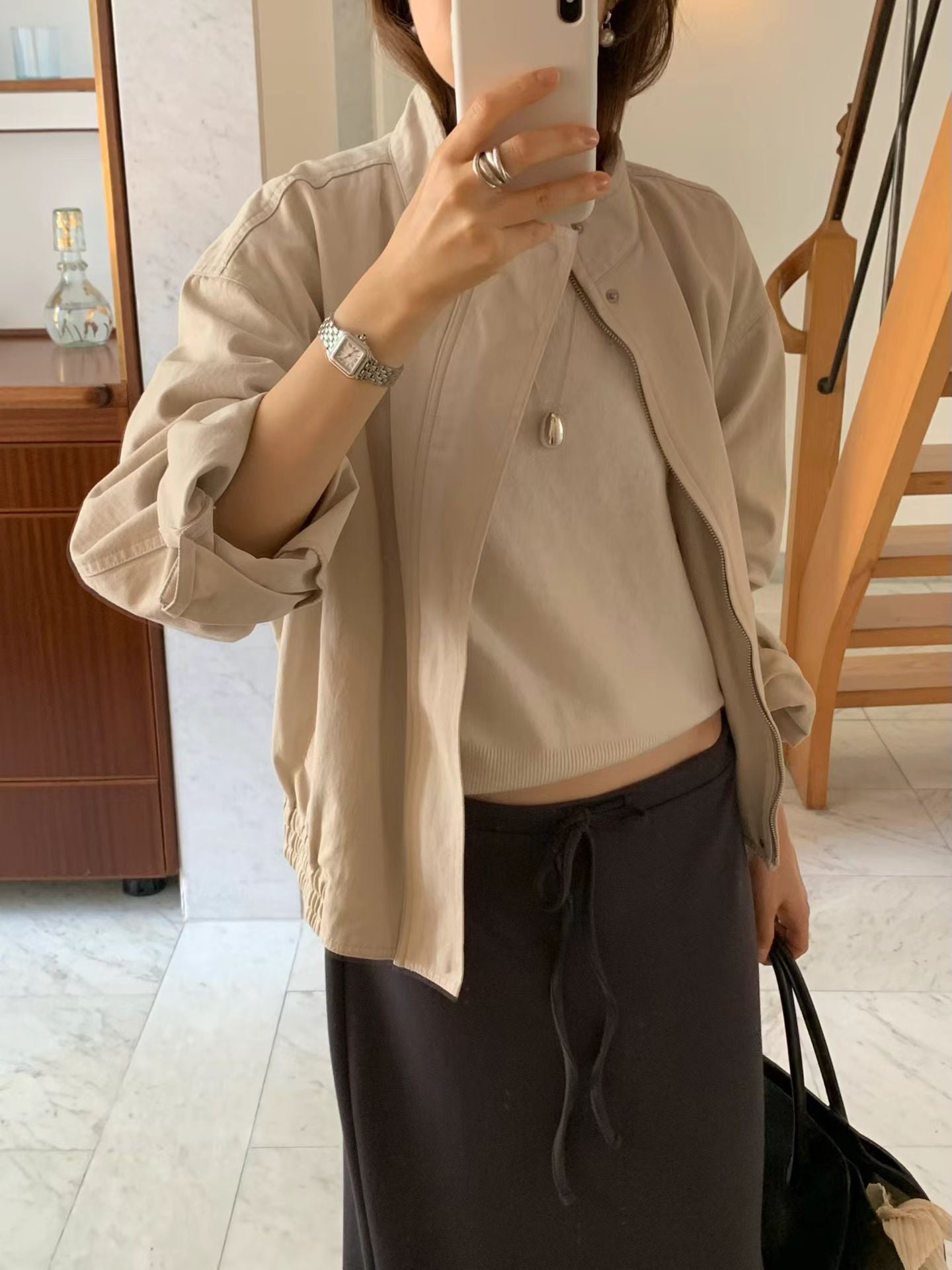 Angel Korea 秋 短版無領夾克O26