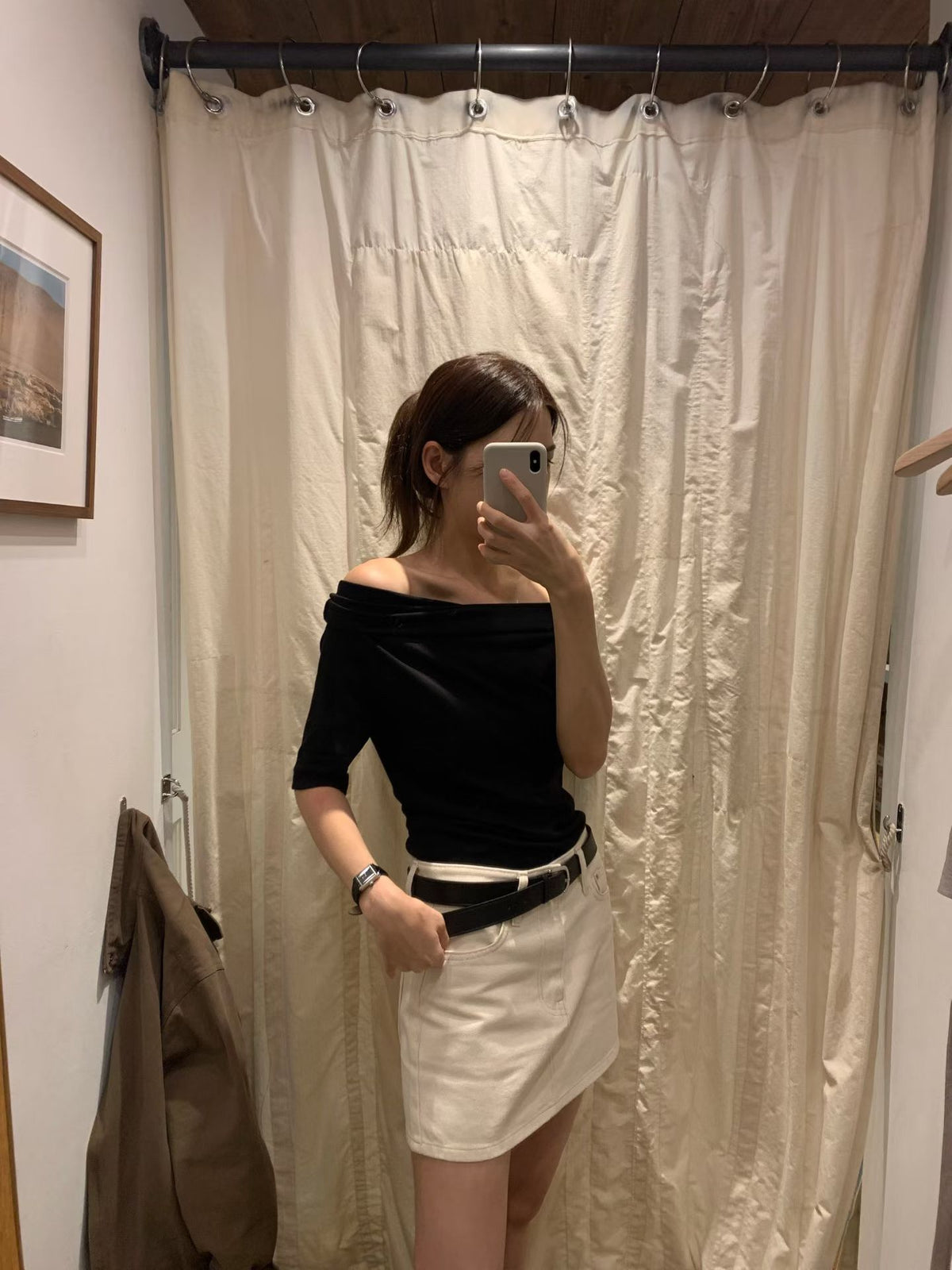 Angel Korea 奶油白短裙O75