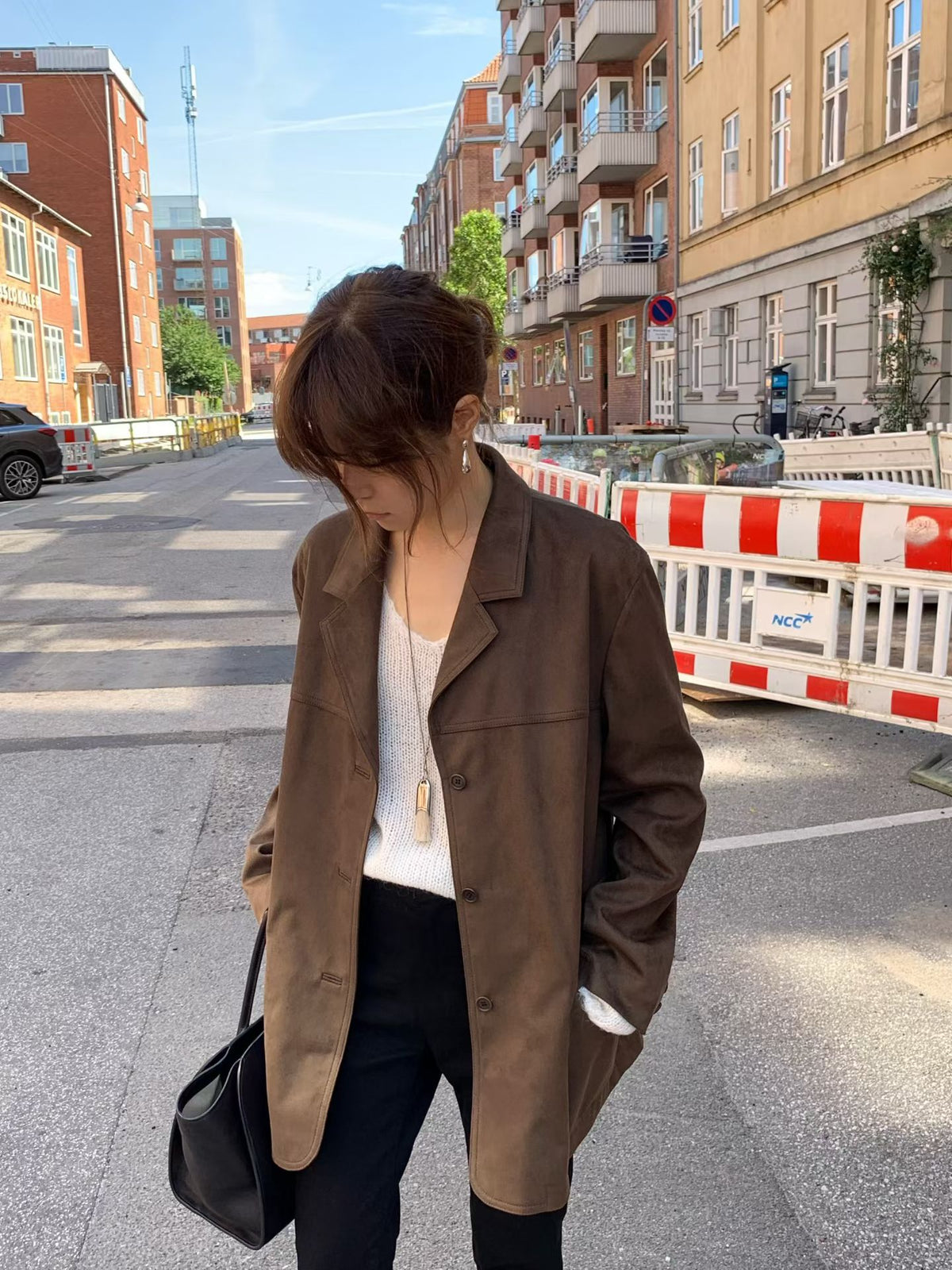 Angel Korea 法式可可麂皮外套O78