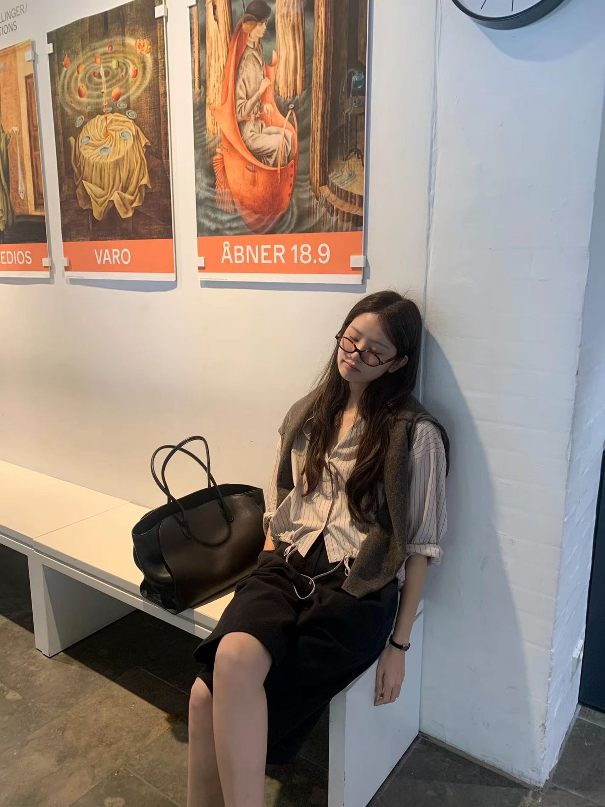Angel Korea 秋 綁帶直紋襯衫O30
