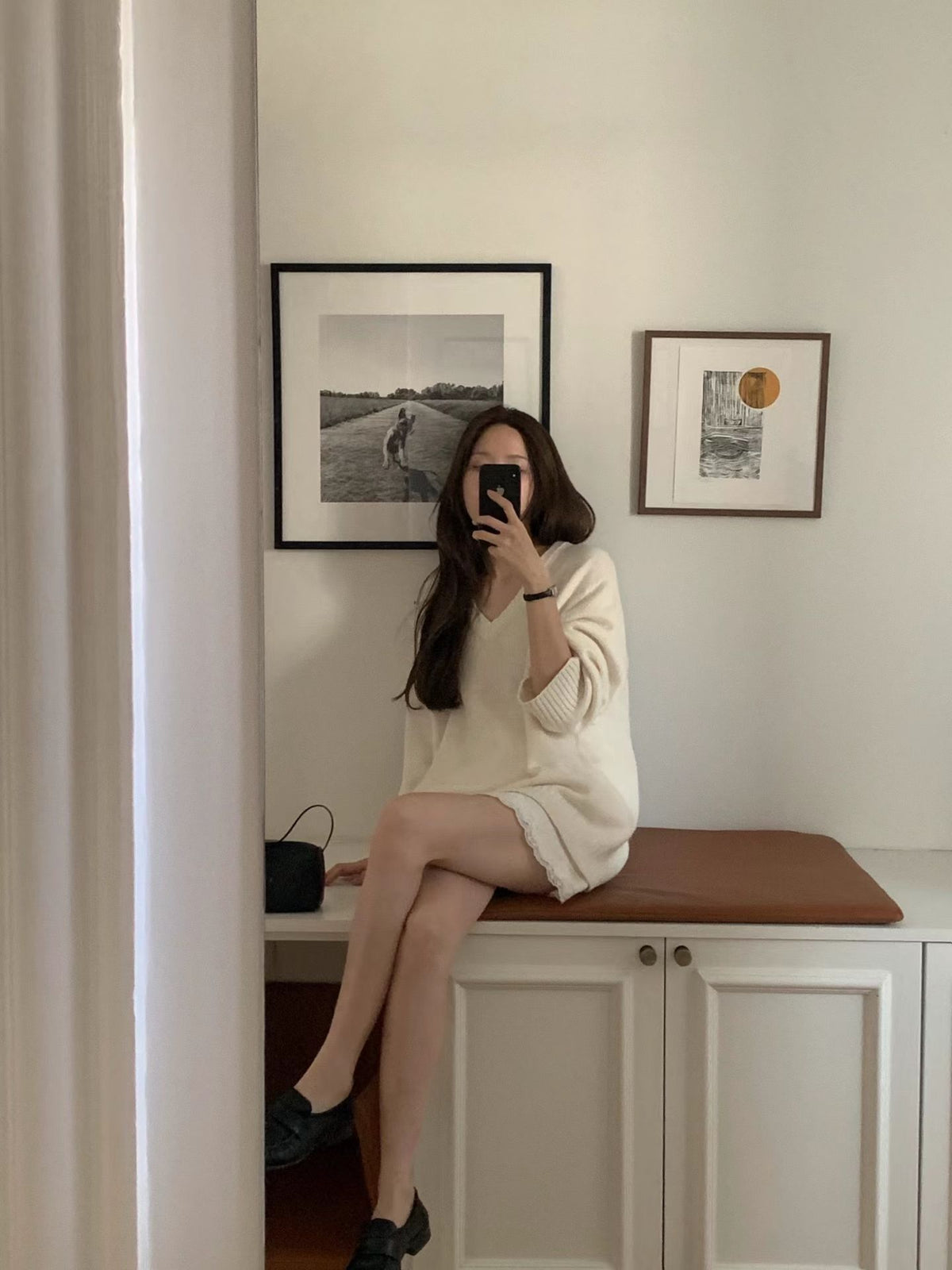 Angel Korea 秋寬鬆V領針織O17