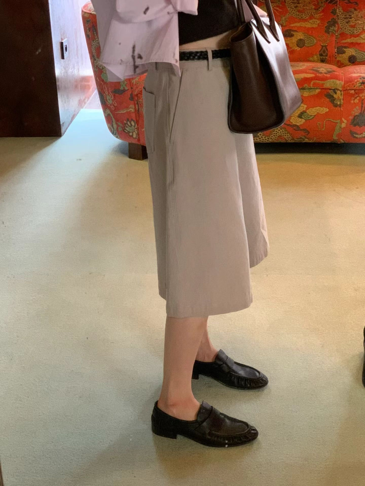 Angel Korea 秋法式顯瘦五分褲O33