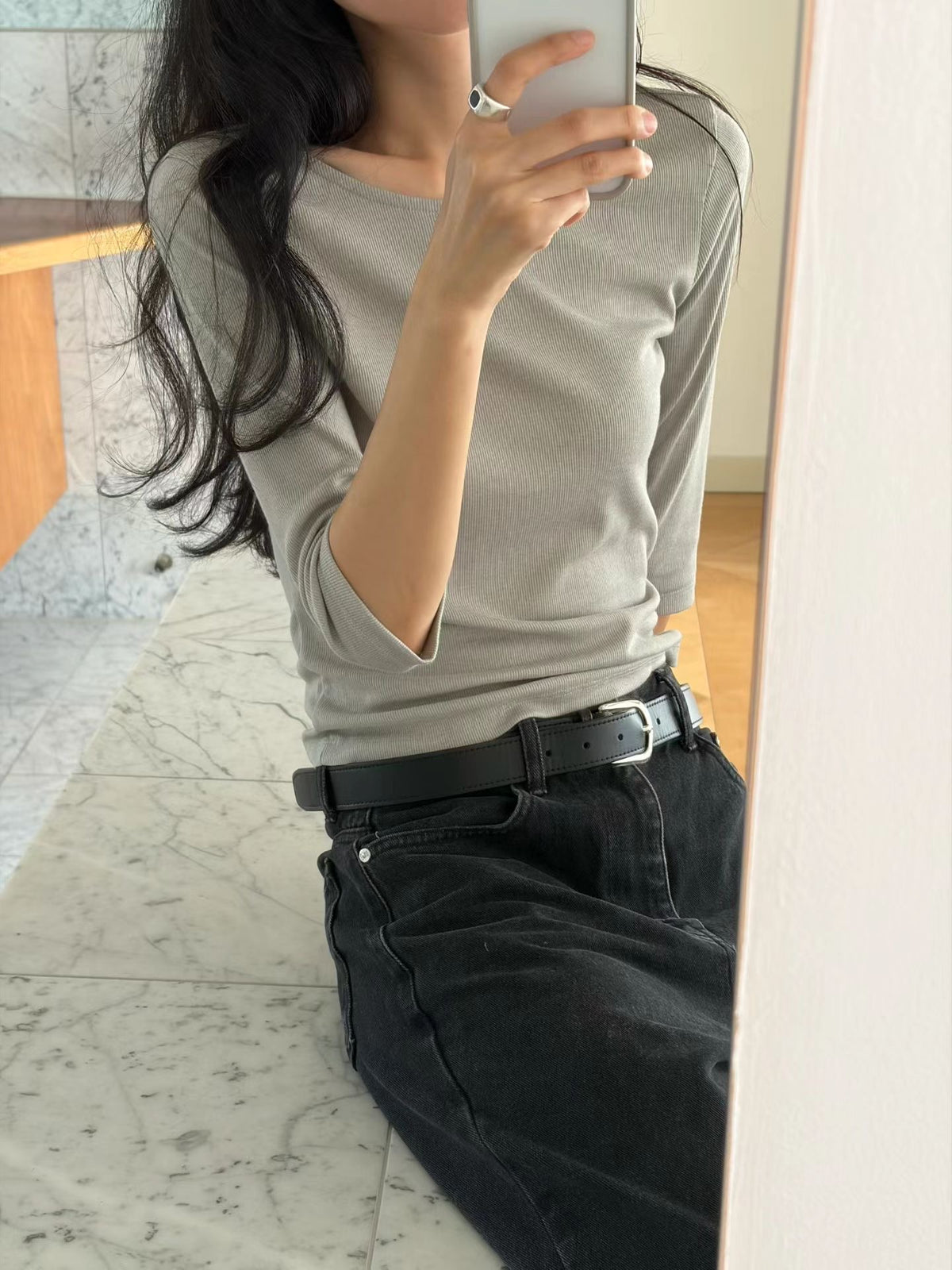 Angel Korea秋素面7分袖踢O40