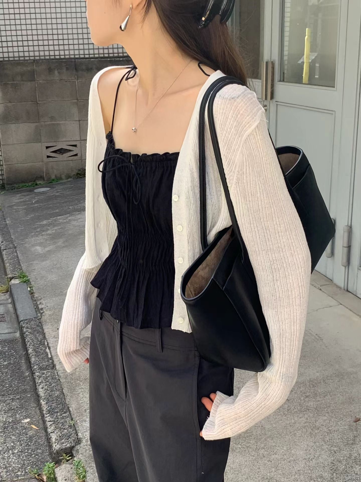 Angel Korea 夏亞麻V領罩衫