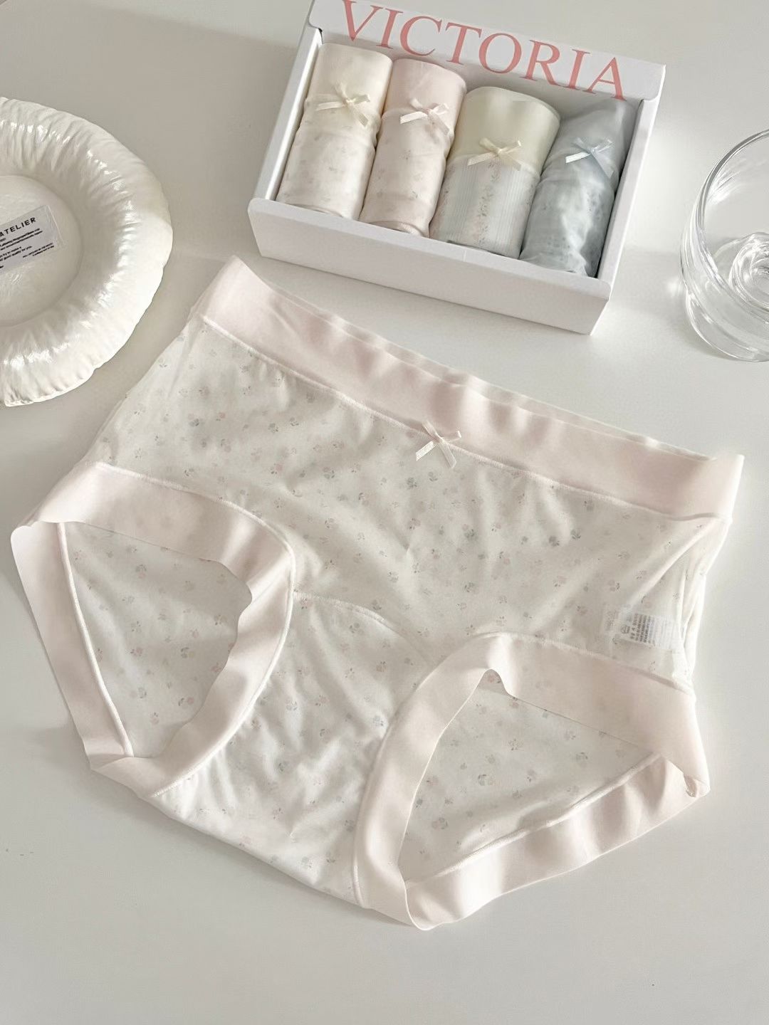 Angel Korea 冰絲小花莫代爾四件組內褲AA03