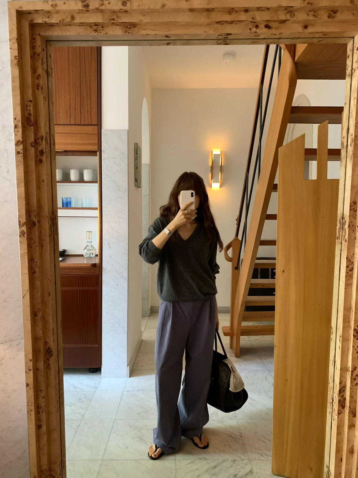 Angel Korea秋壓摺直筒褲O44