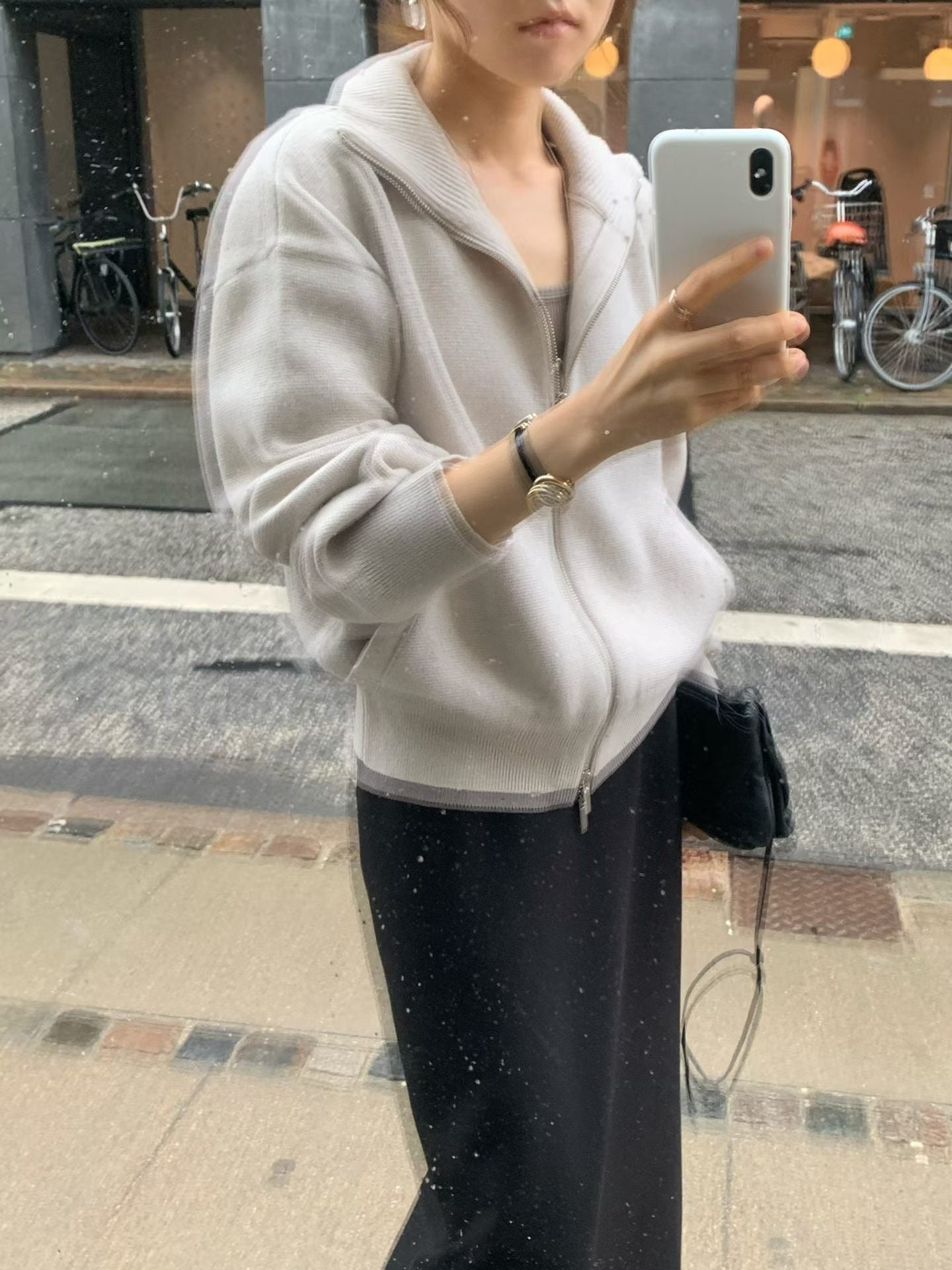 Angel Korea 秋立領針織拉鍊外O65
