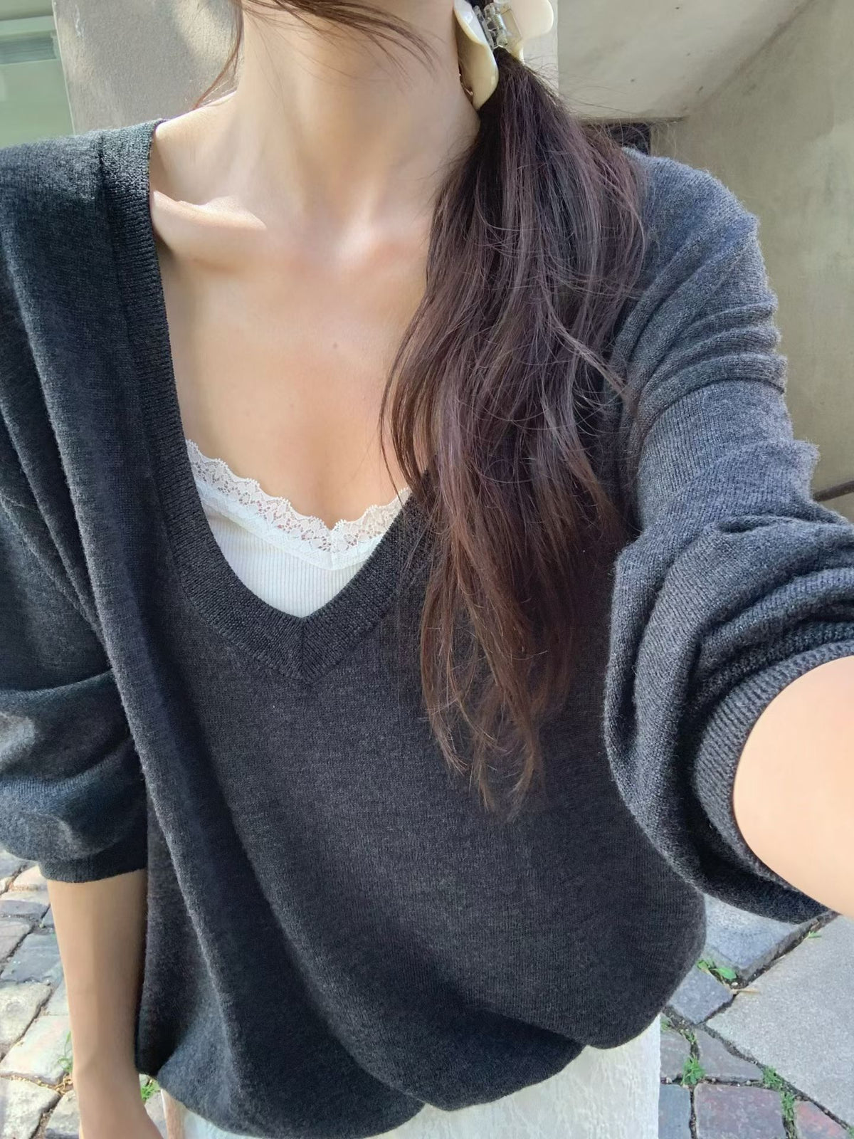 Angel Korea 秋大v領針織衫K02