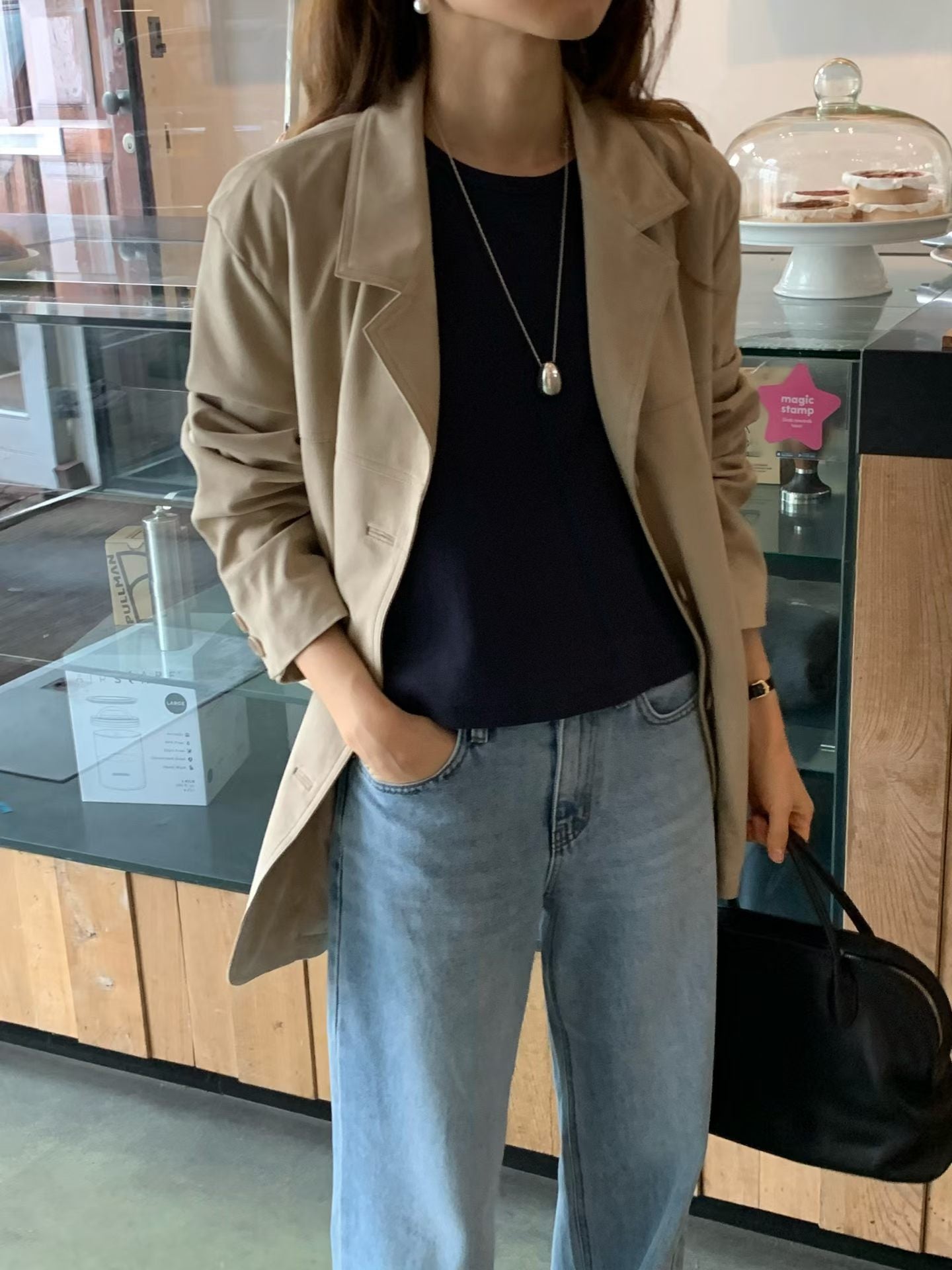 Angel Korea 法式可可麂皮外套O78
