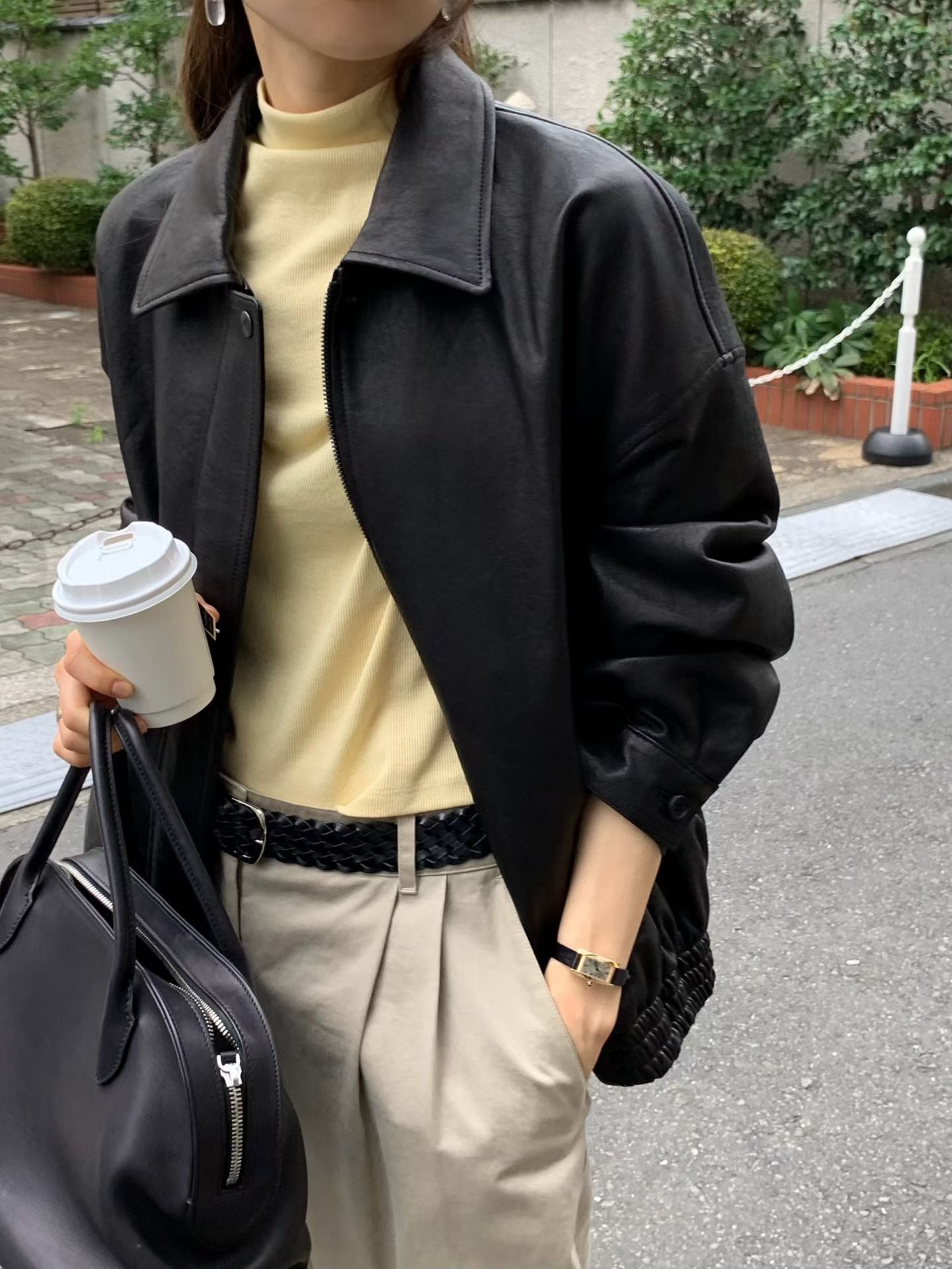 Angel Korea 秋立領五分袖上衣O82