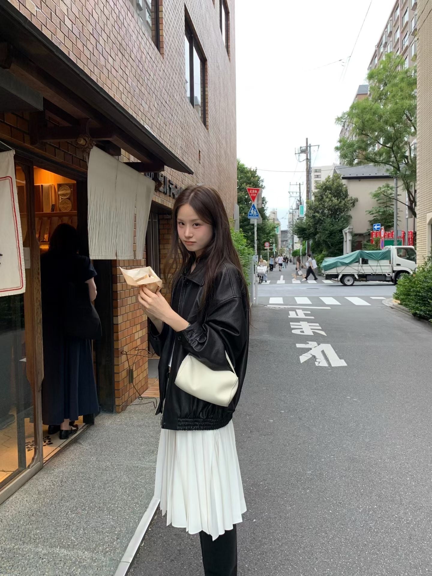 Angel Korea 秋雪紡百褶中裙O76