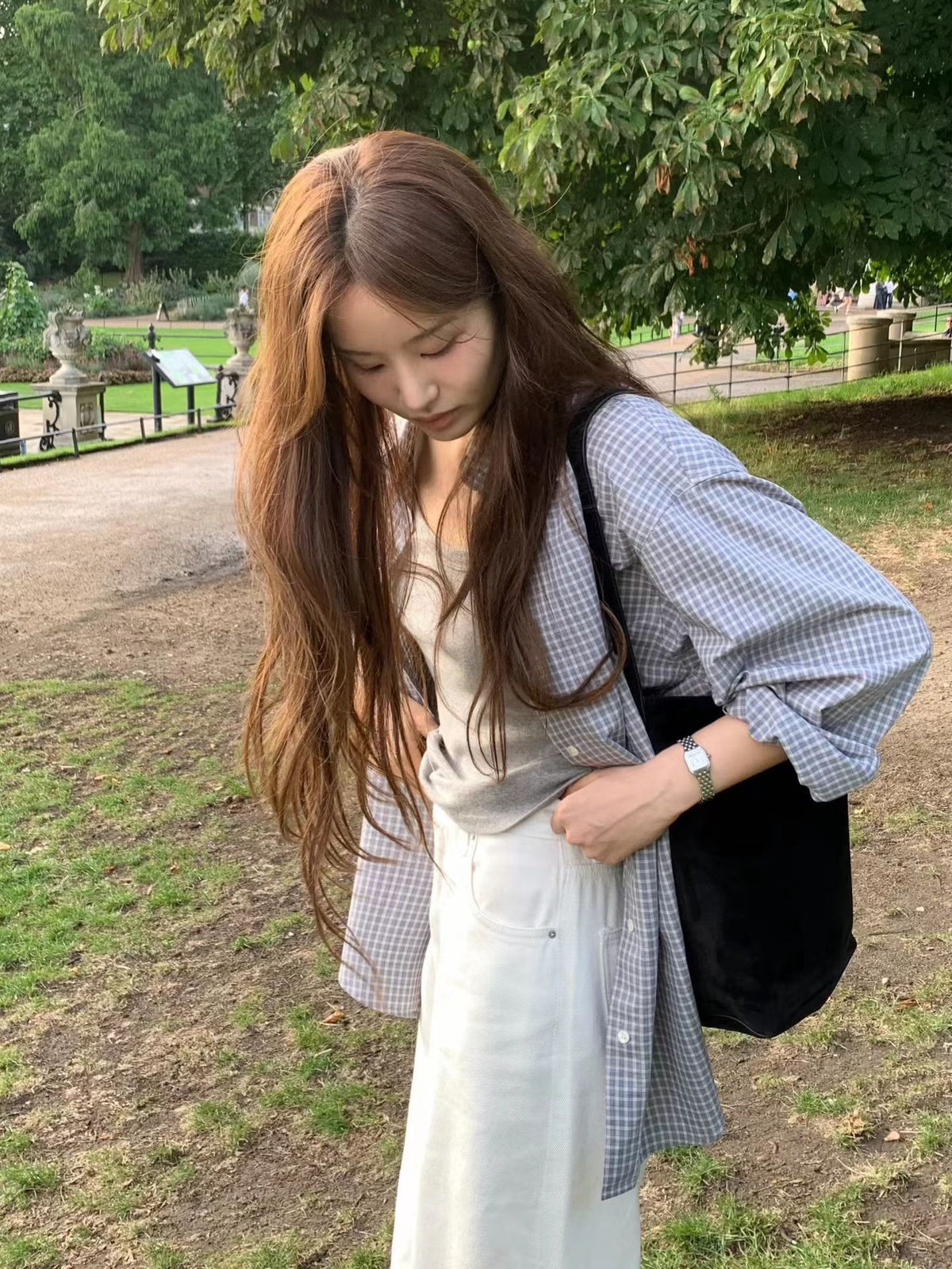 Angel Korea 秋回歸格紋襯衫O32