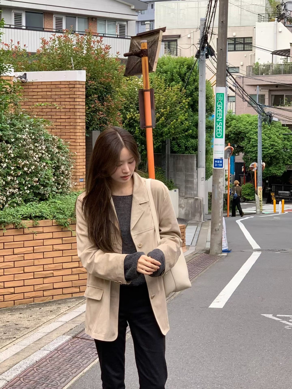 Angel Korea 法式可可麂皮外套O78