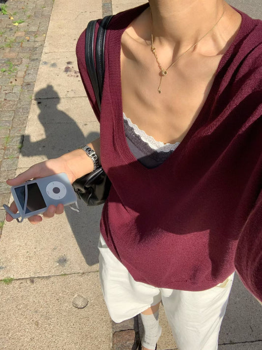 Angel Korea 秋大v領針織衫K02