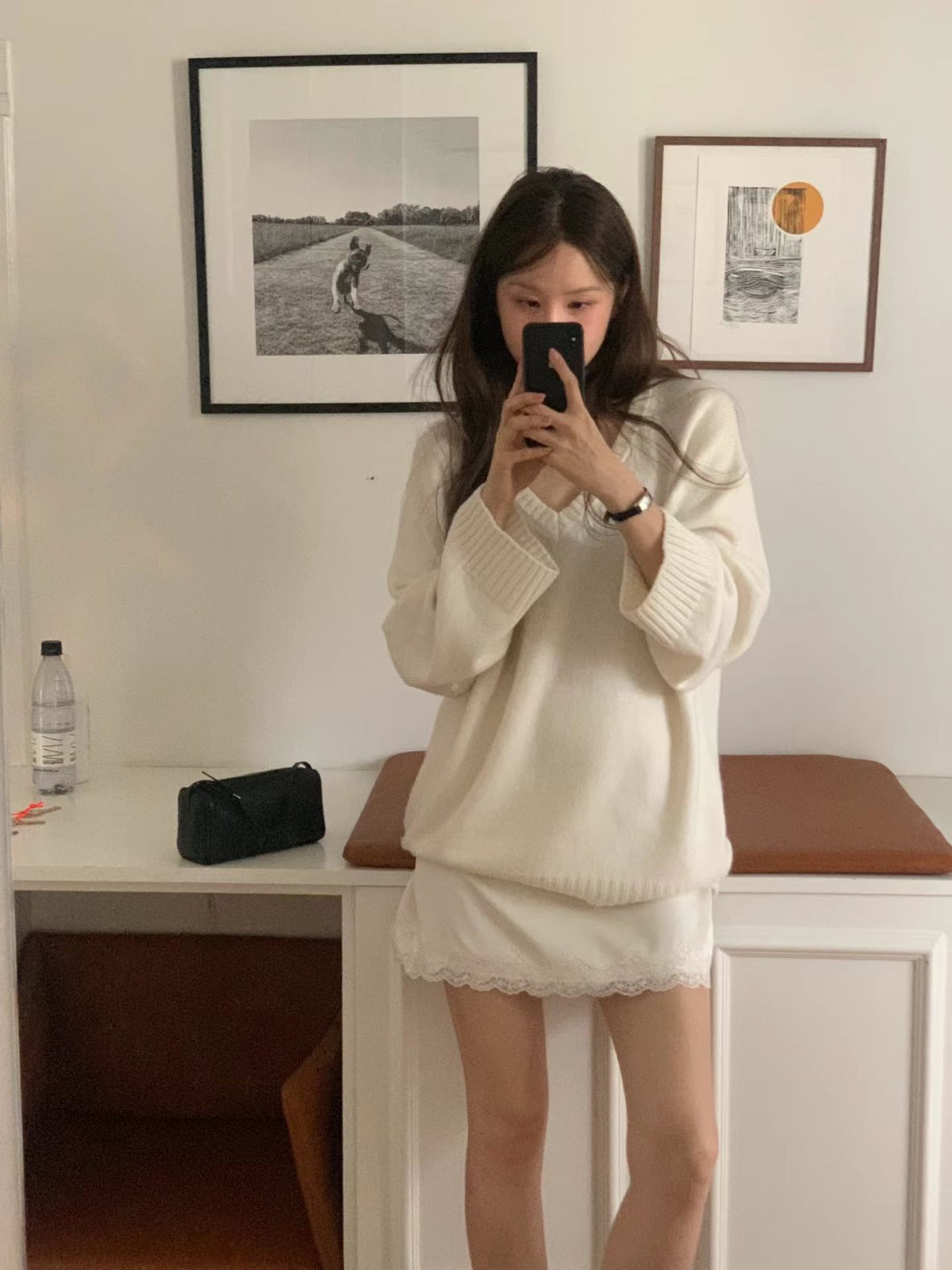 Angel Korea 秋寬鬆V領針織O17