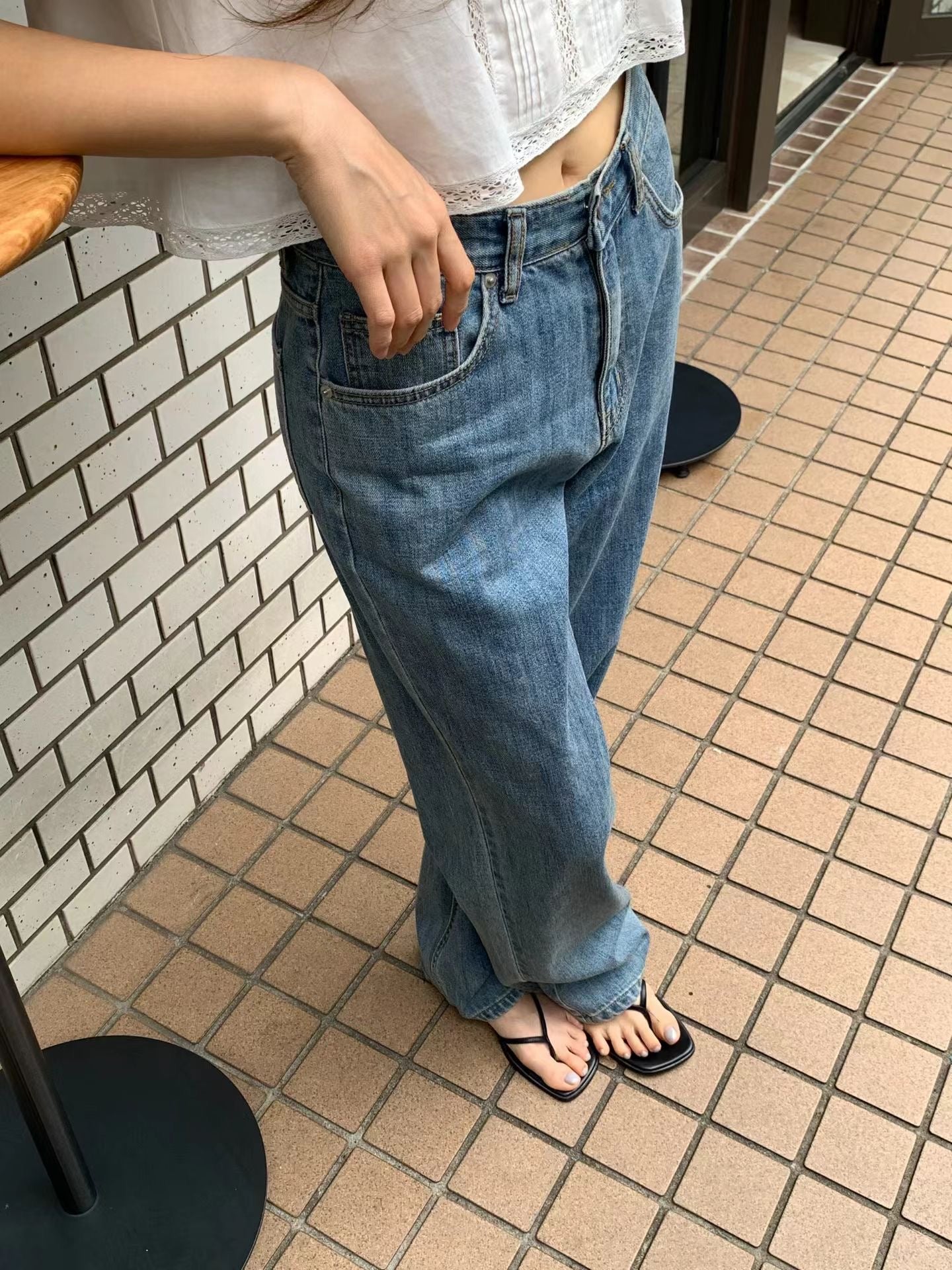 Angel Korea 夏薄料刷色牛仔褲