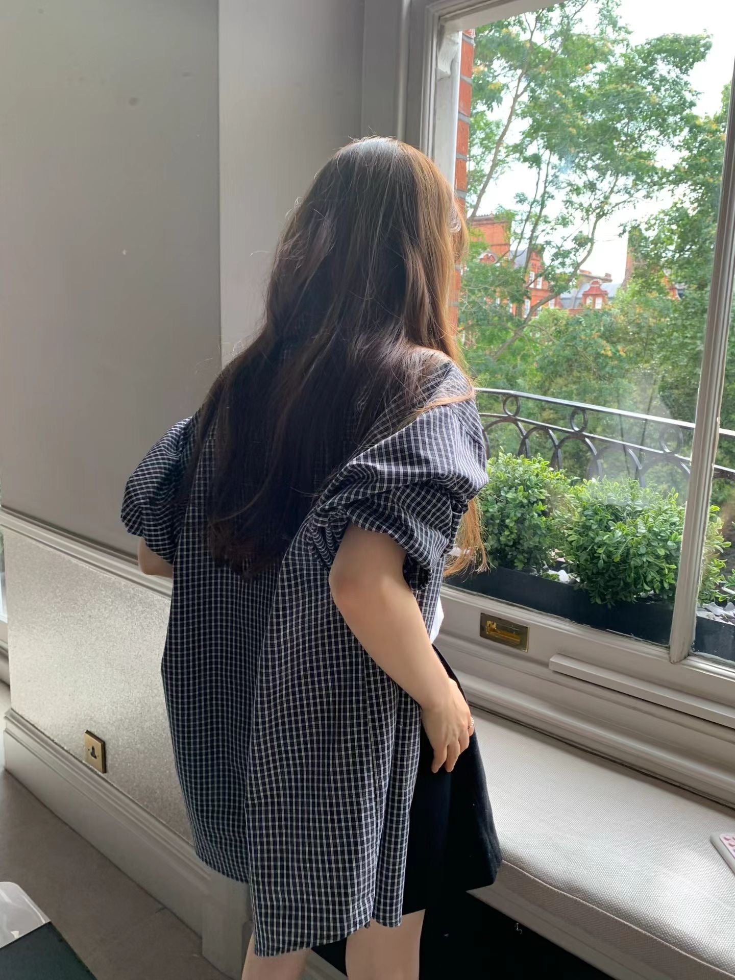 Angel Korea 秋回歸格紋襯衫O32
