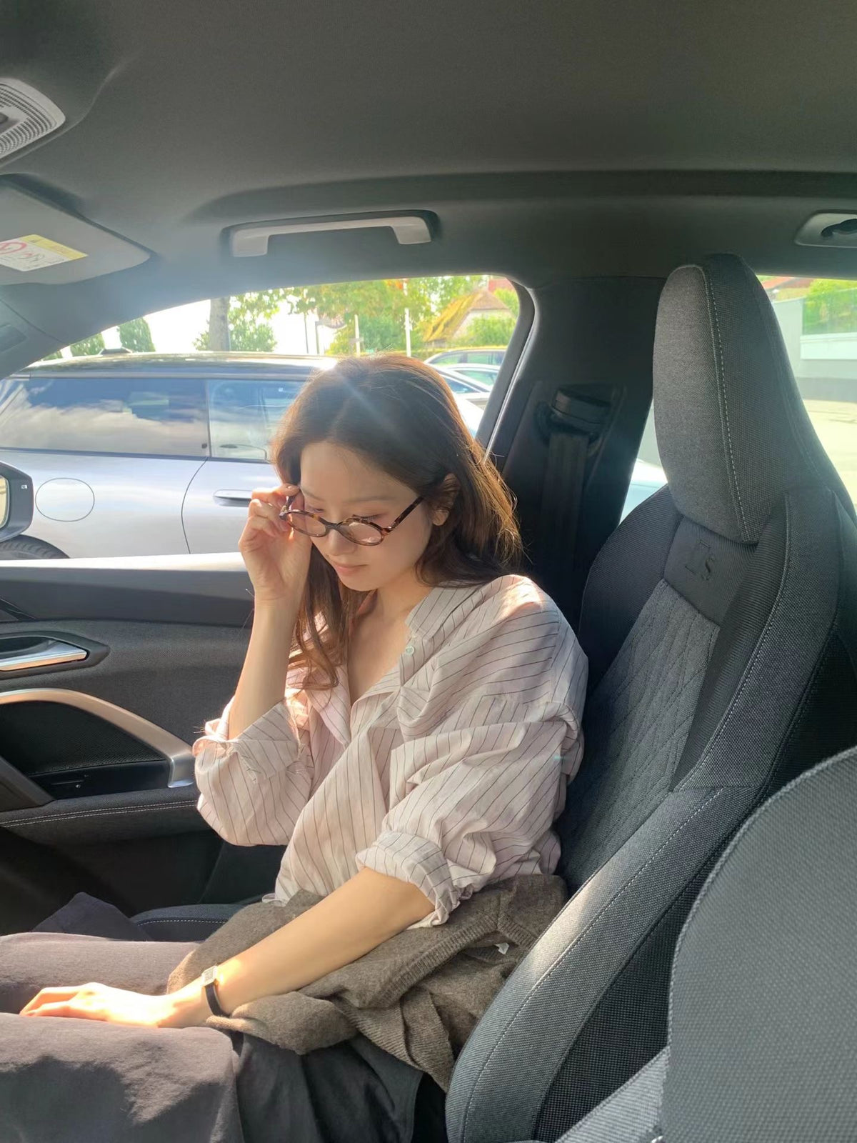 Angel Korea 秋 綁帶直紋襯衫O30