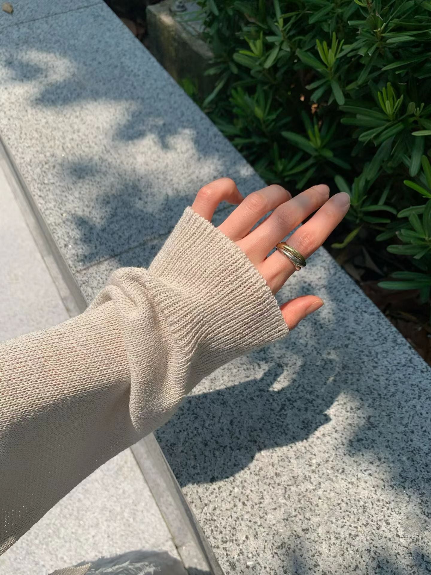 夏亞麻v領排釦外