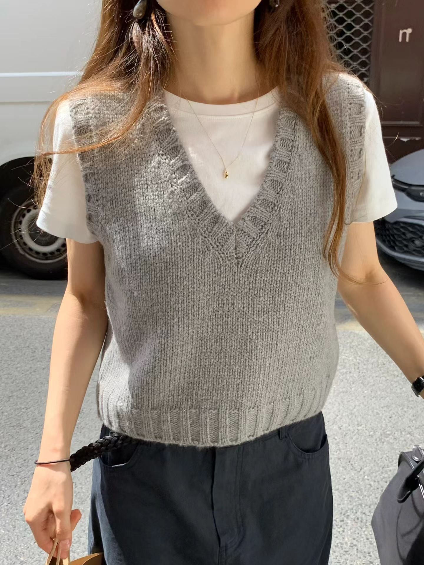 Angel Korea秋粗針織背心O38