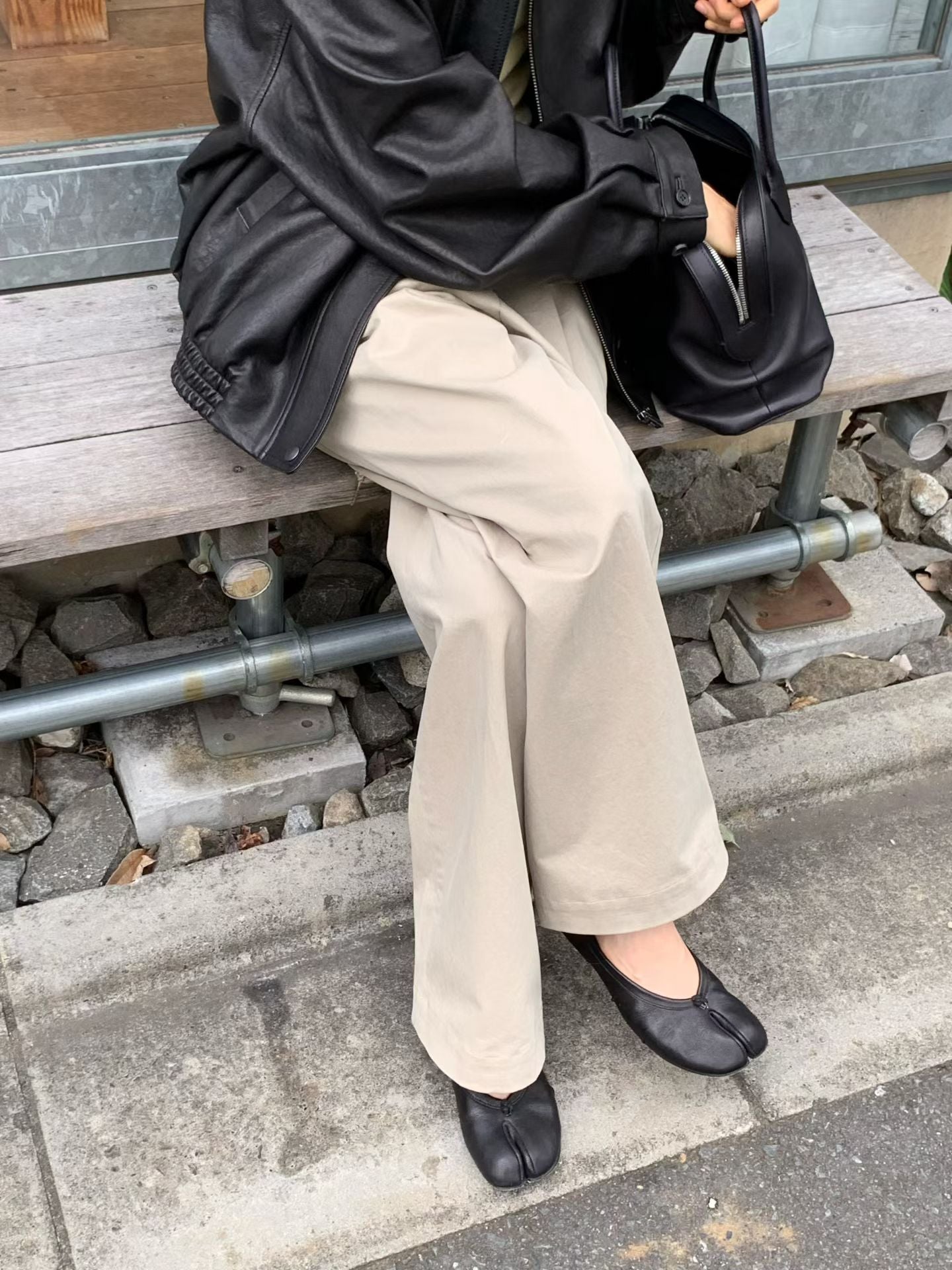 Angel Korea 奶茶色直筒褲O72