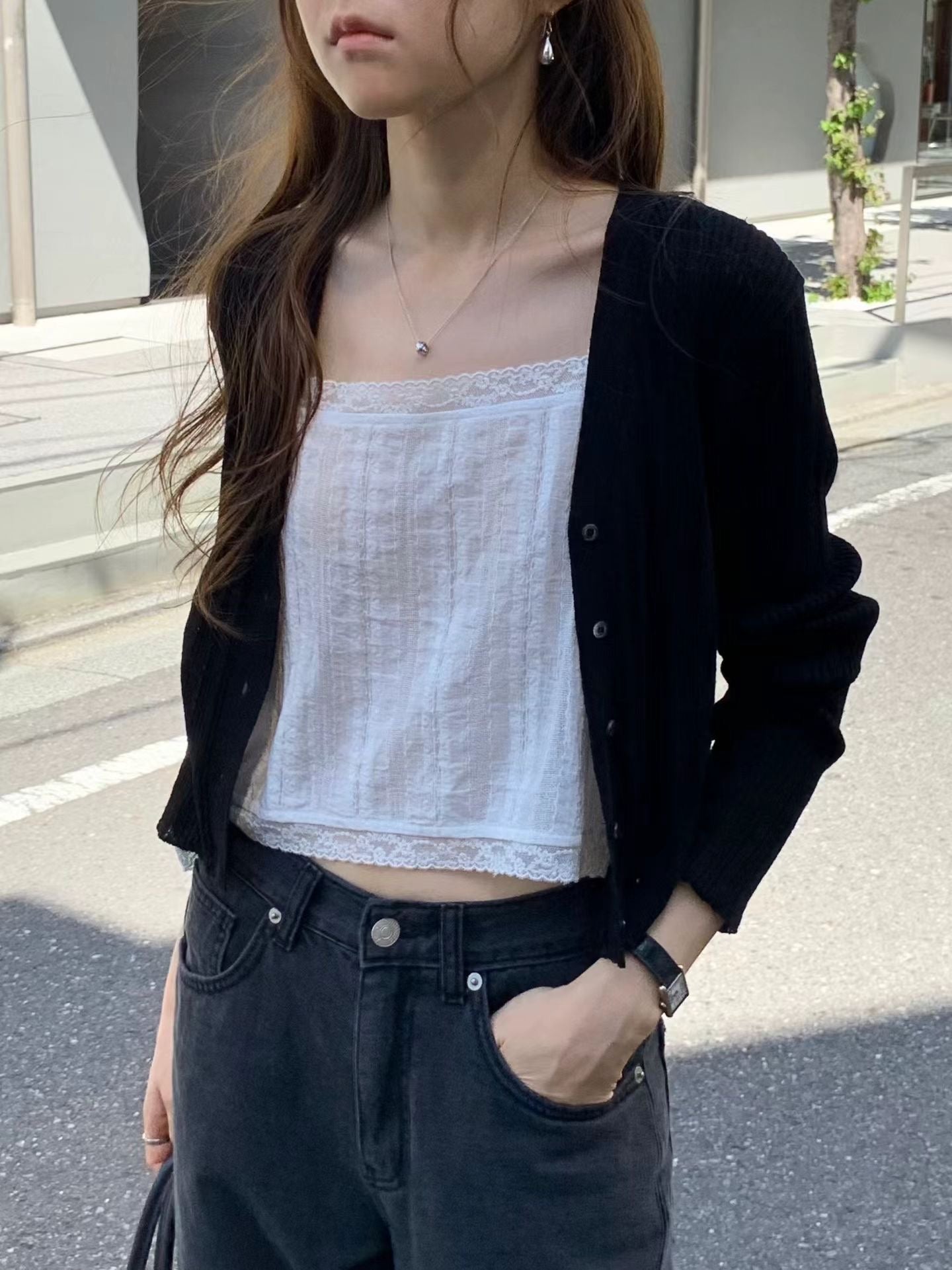 Angel Korea 夏亞麻V領罩衫