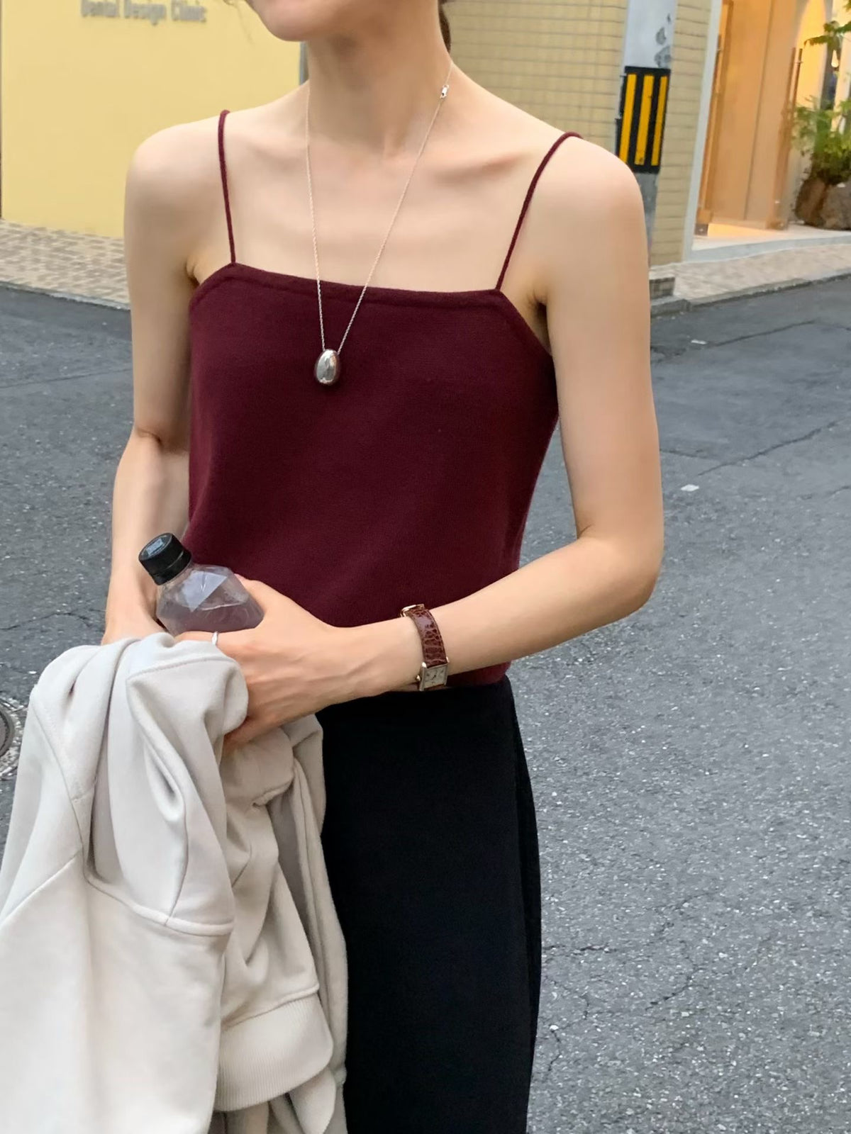 Angel Korea 秋極細短針織背心O70